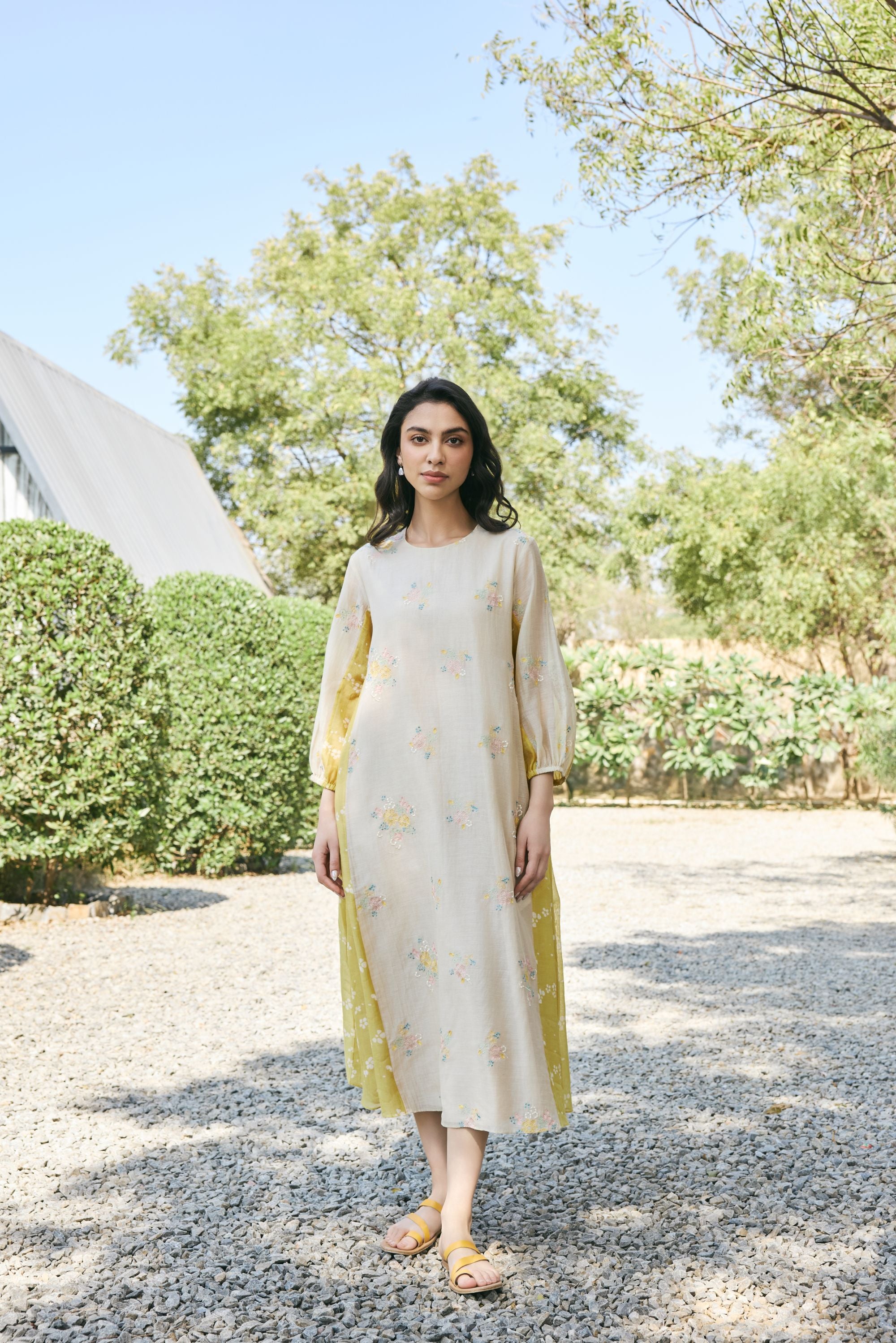 Ecru Embroidered Dress