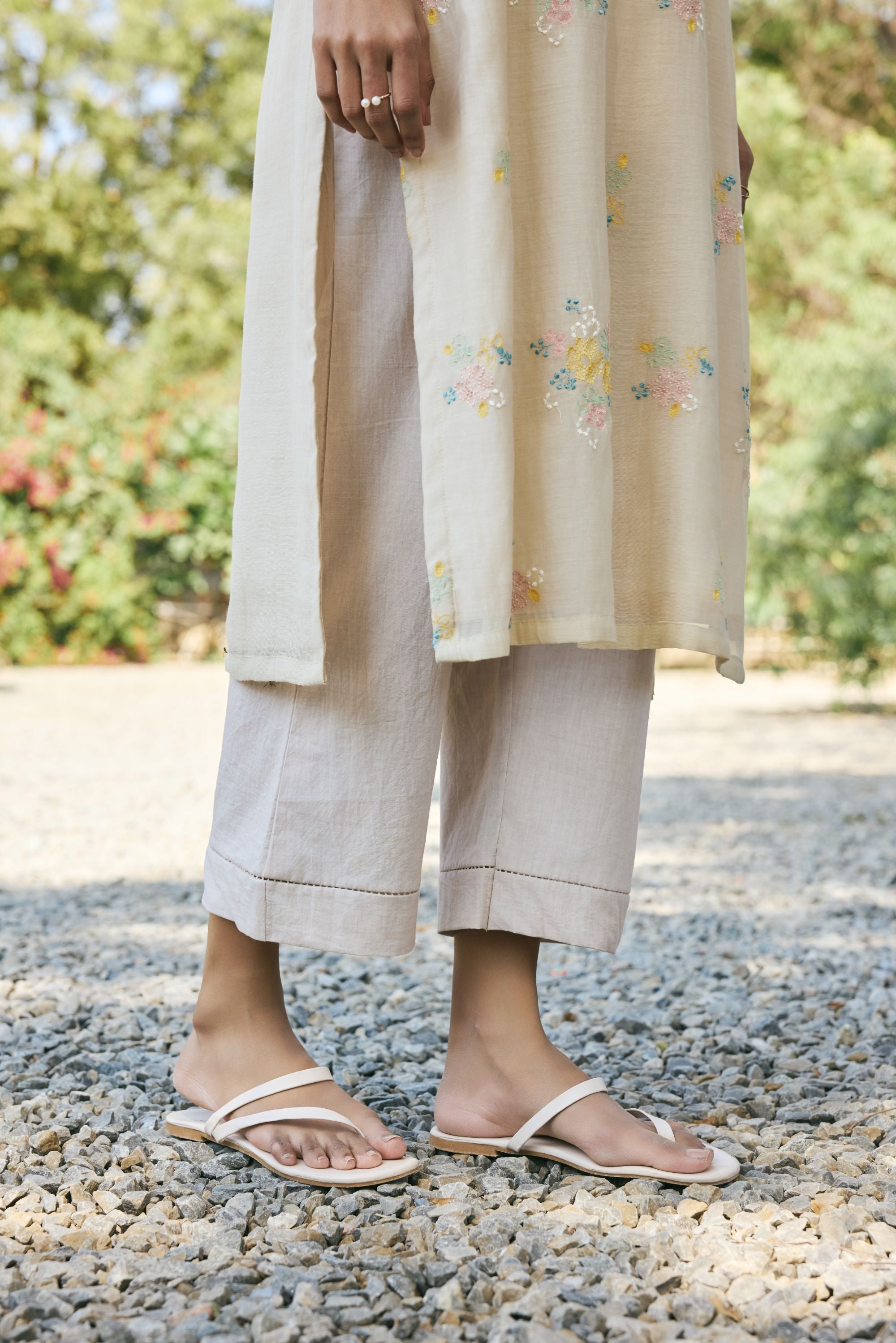 Ecru Embroidered Dress