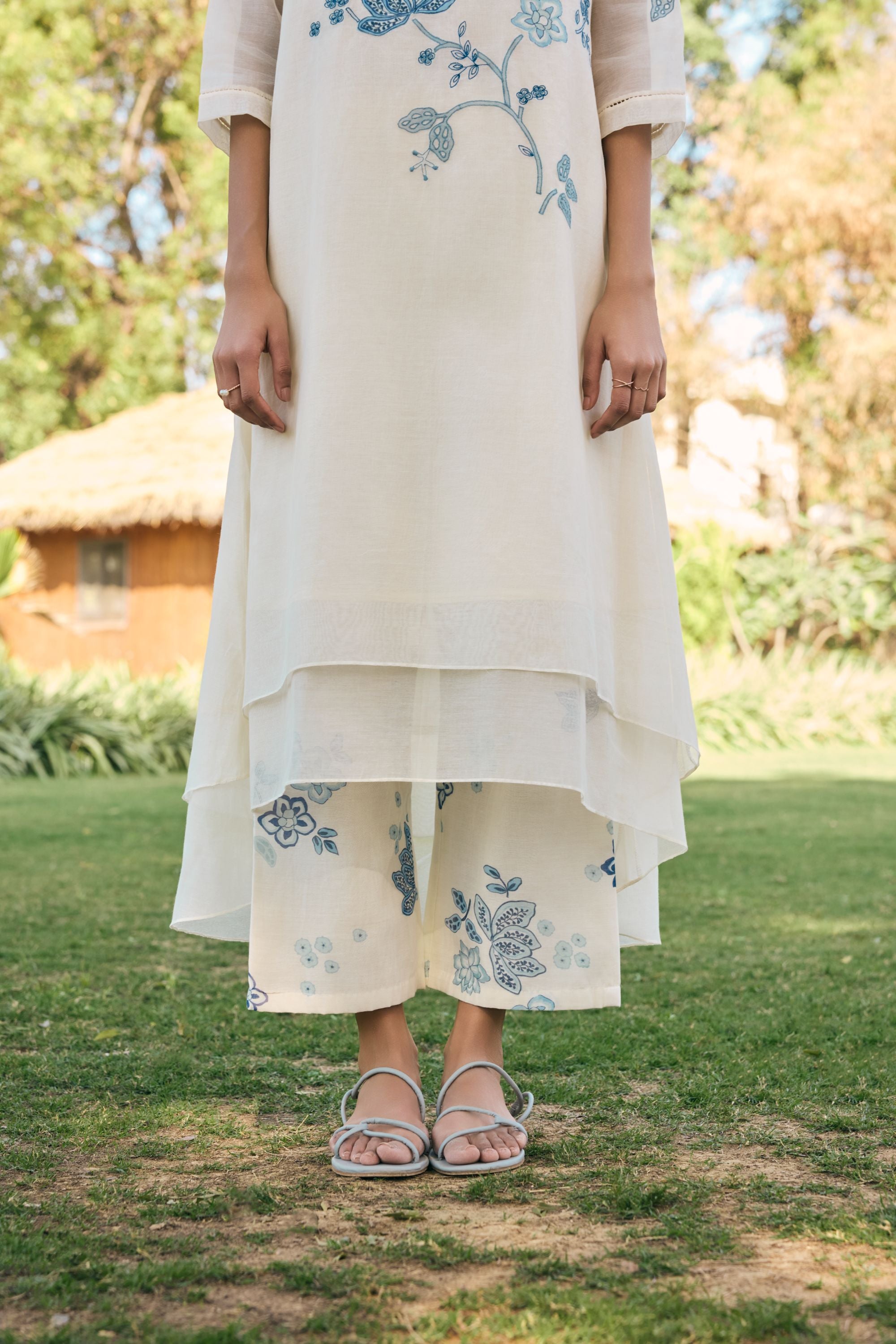 Pearl applique embroidered co-ord set