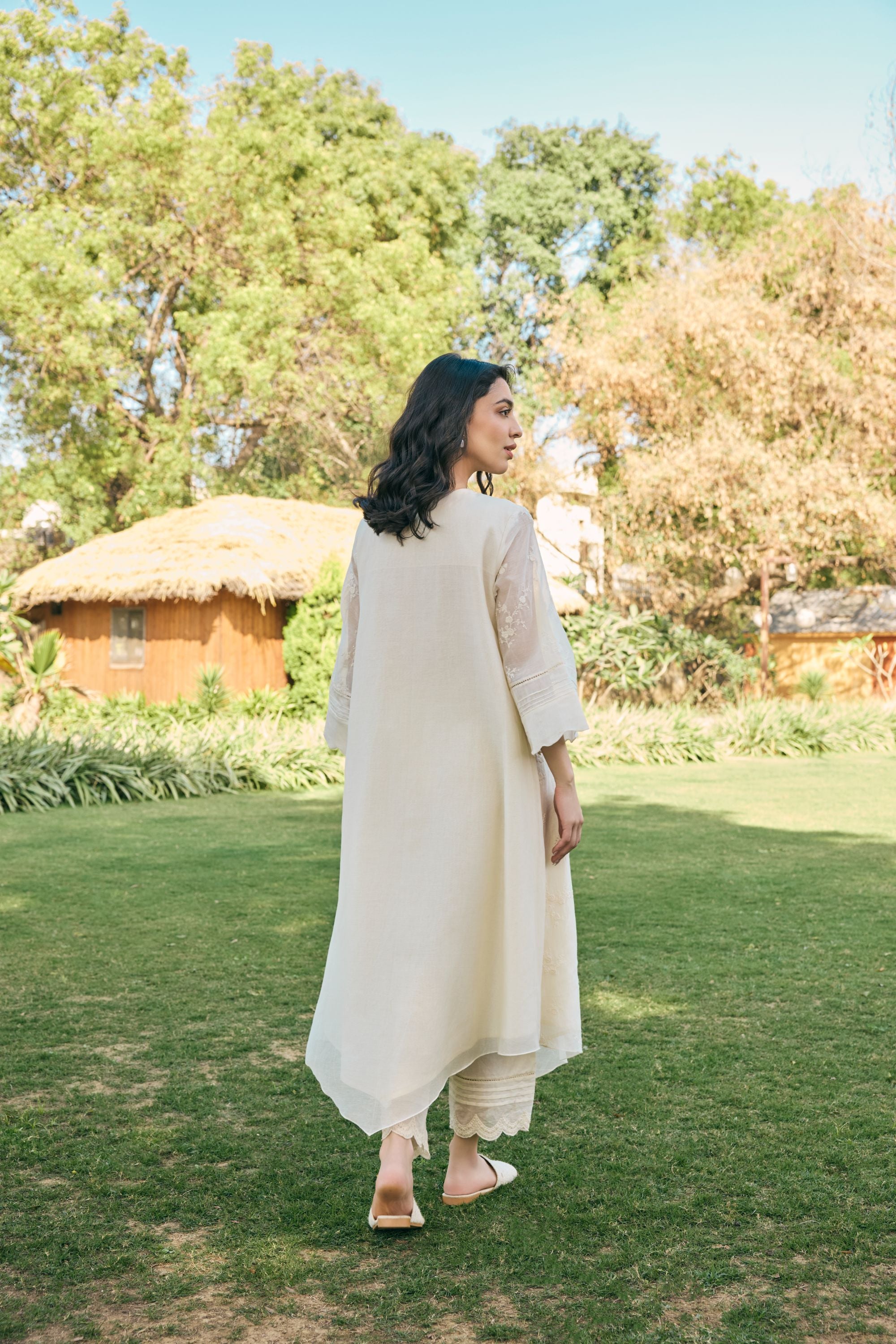 Ecru embroidered co-ord set