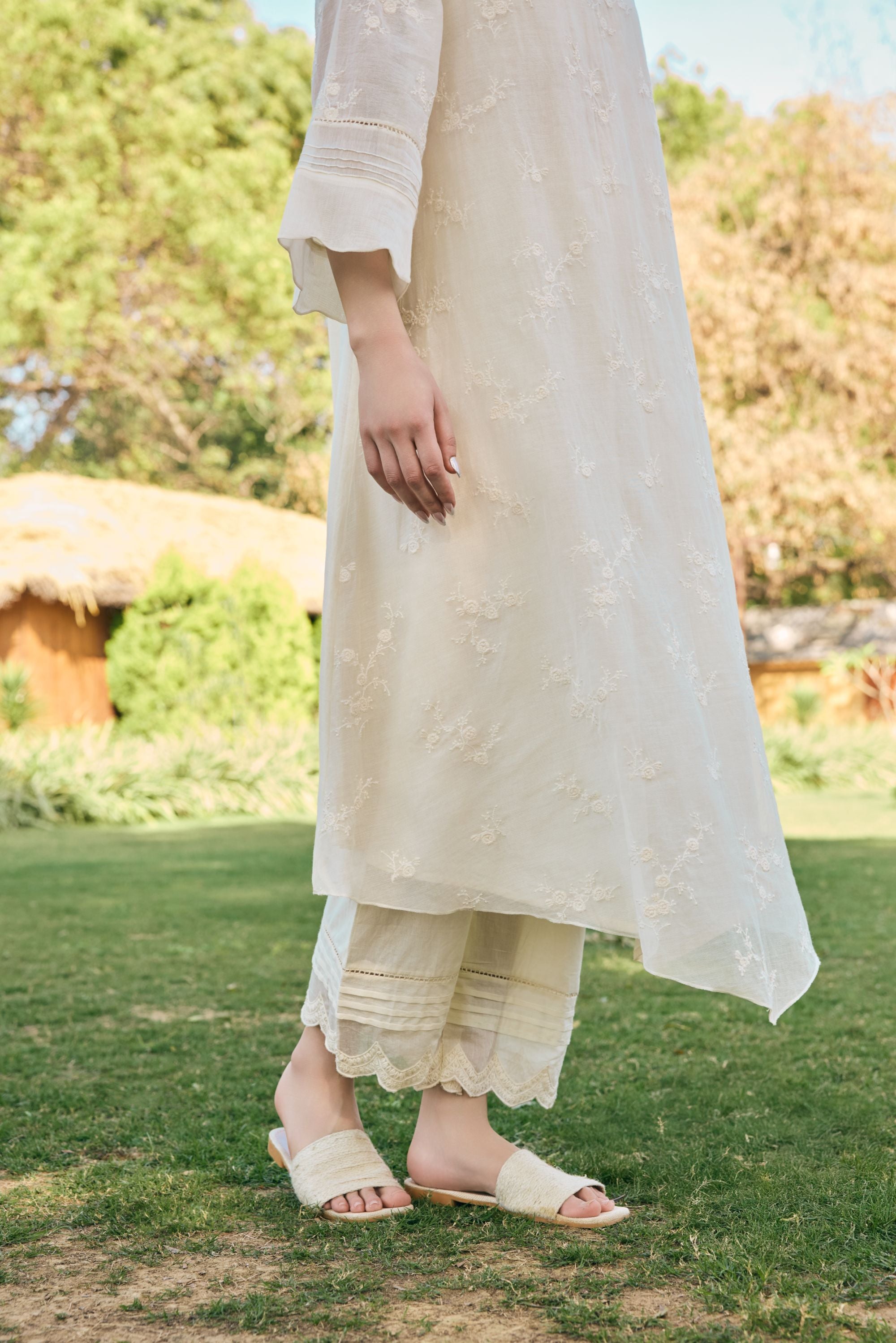 Ecru embroidered co-ord set