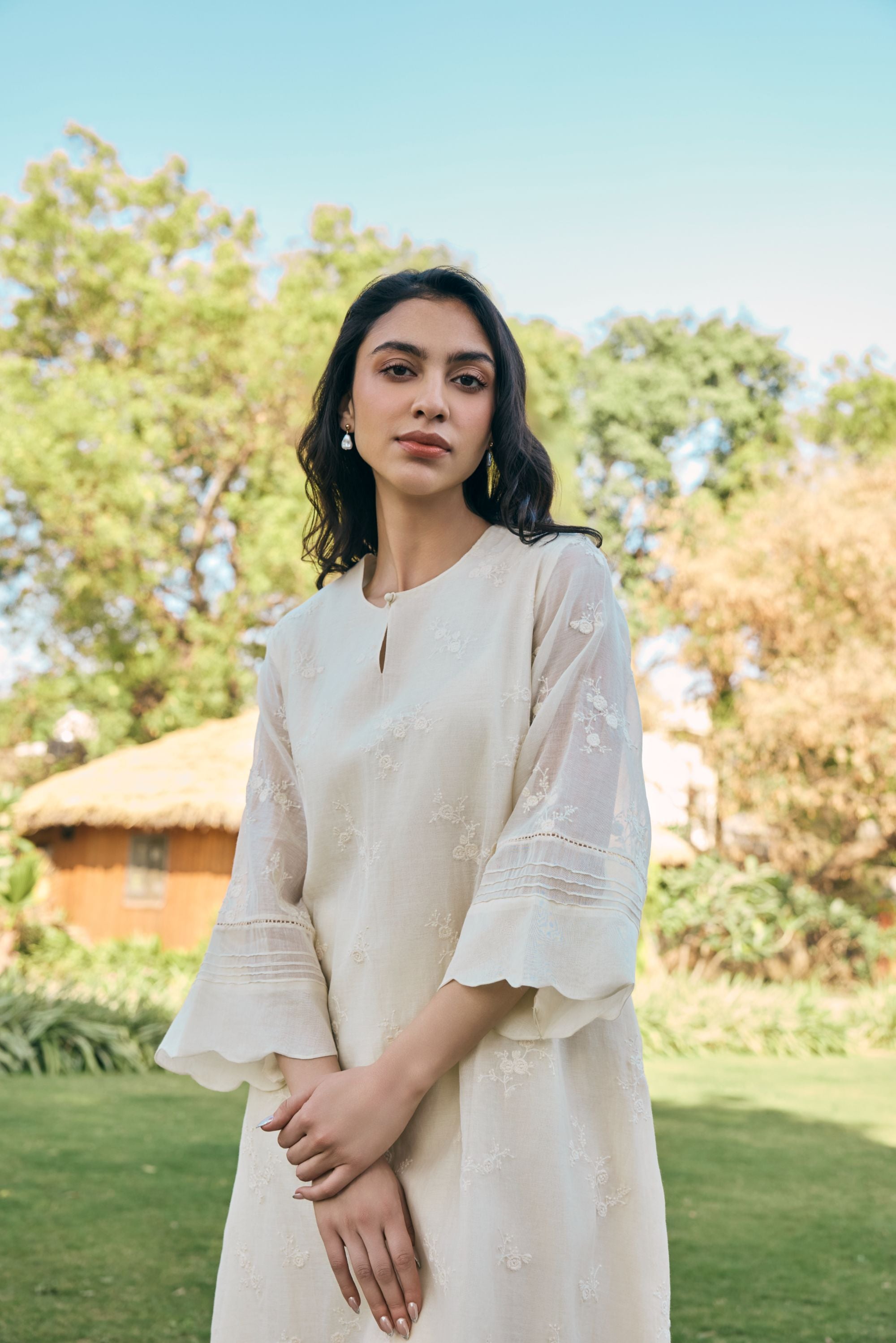 Ecru embroidered co-ord set