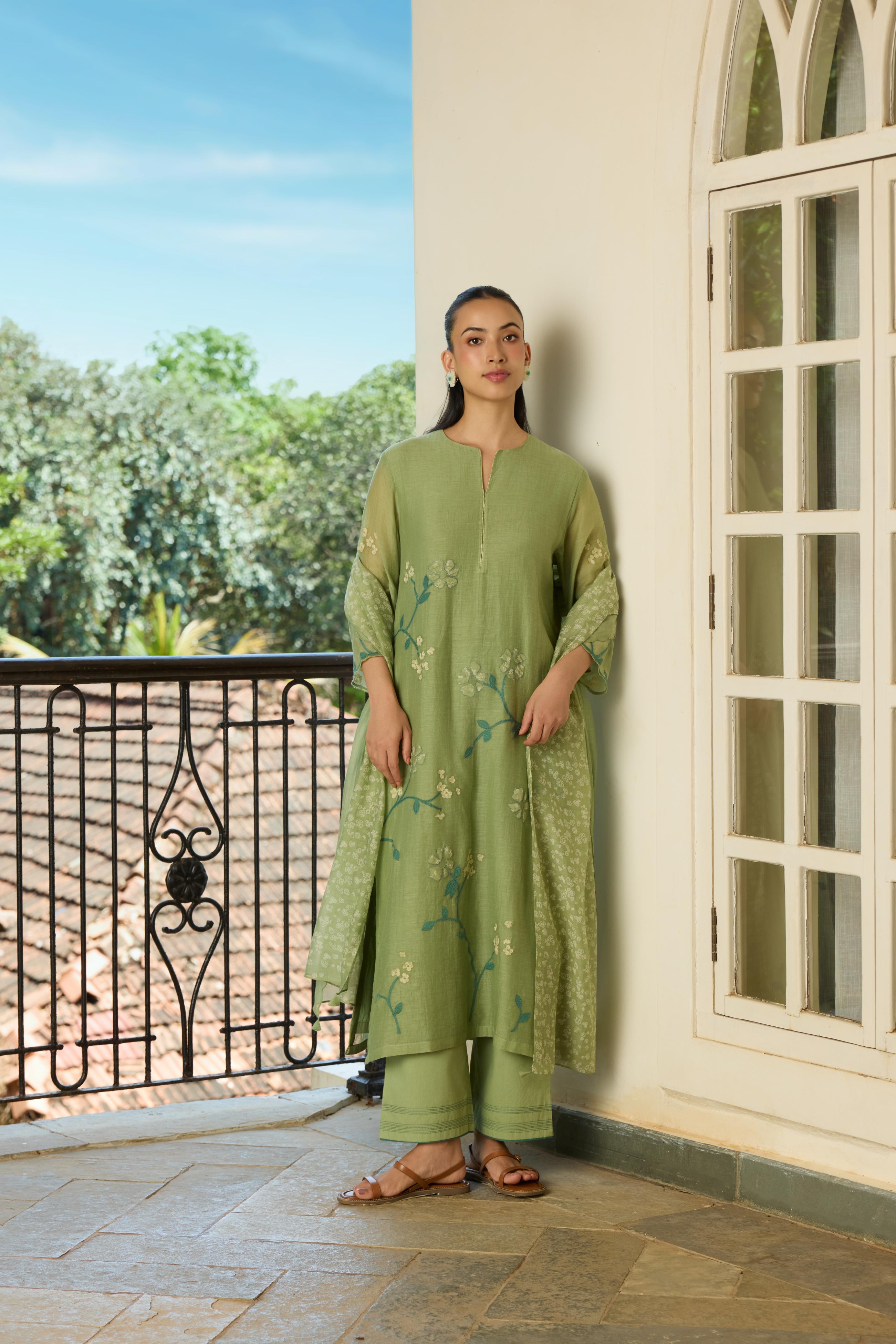 Sage Applique Kurta Set