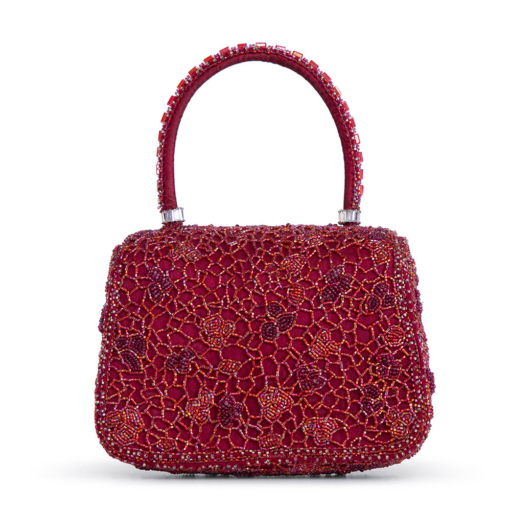 Wazka Mini Trapezium with Handle Clutch Ruby Red