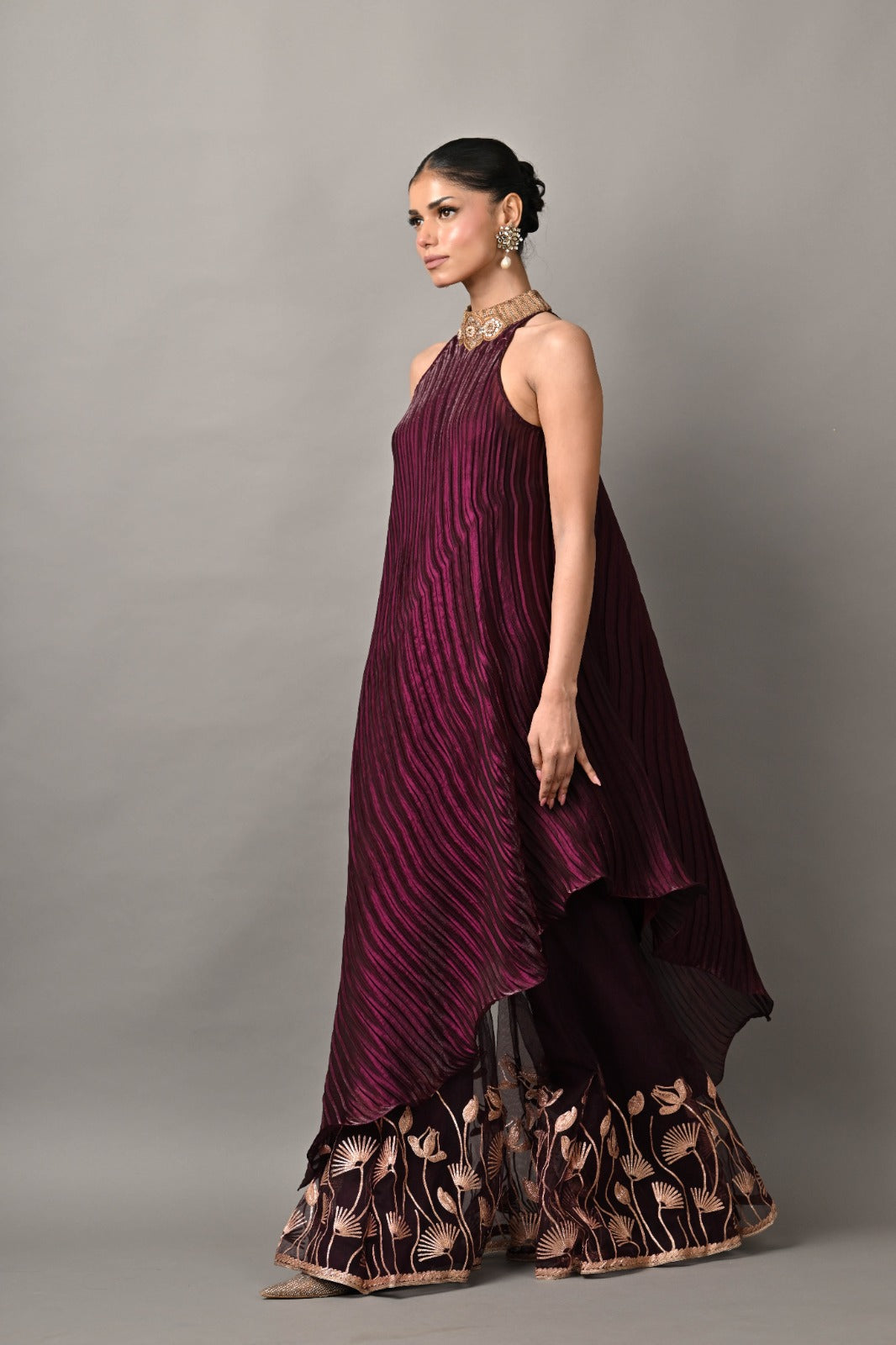 Blackberry gota embroidered sharara