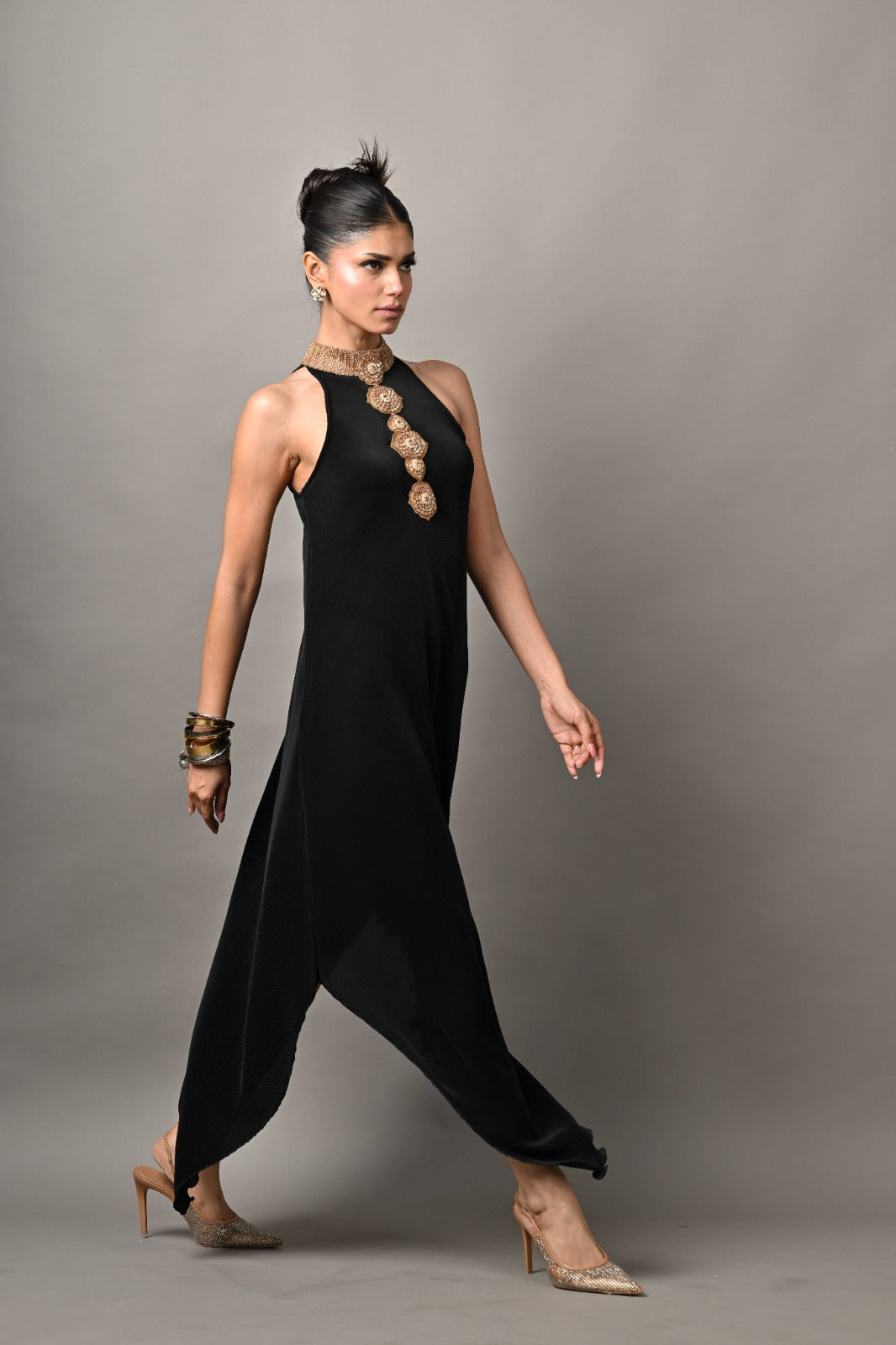 Black gota embroidered sharara