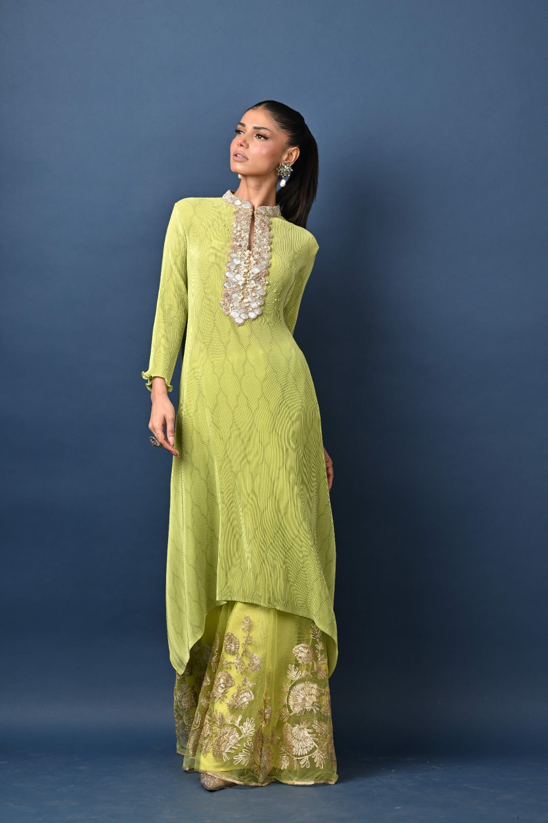 Lime gota embroidered sharara