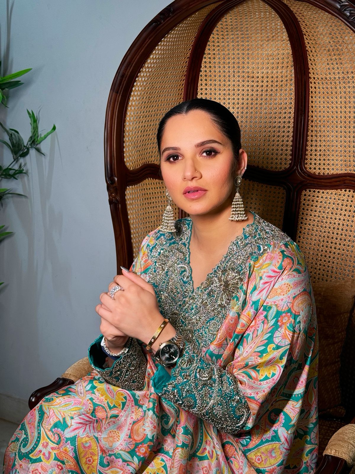 Sania Mirza in Reva Cuff Kaftan Set