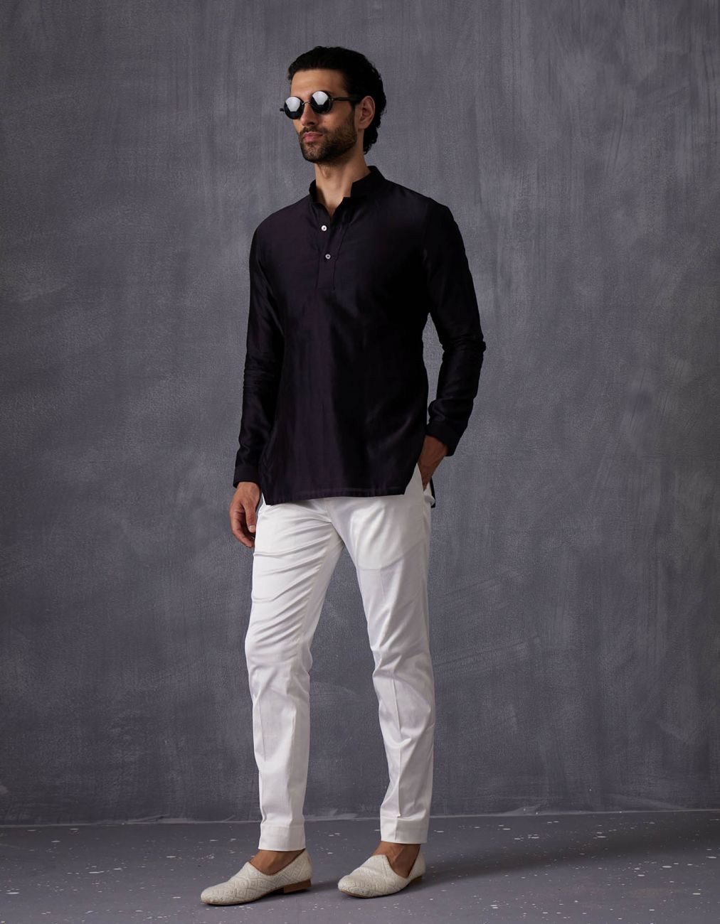 Navy Kurta Shirt Edgecut Full Set