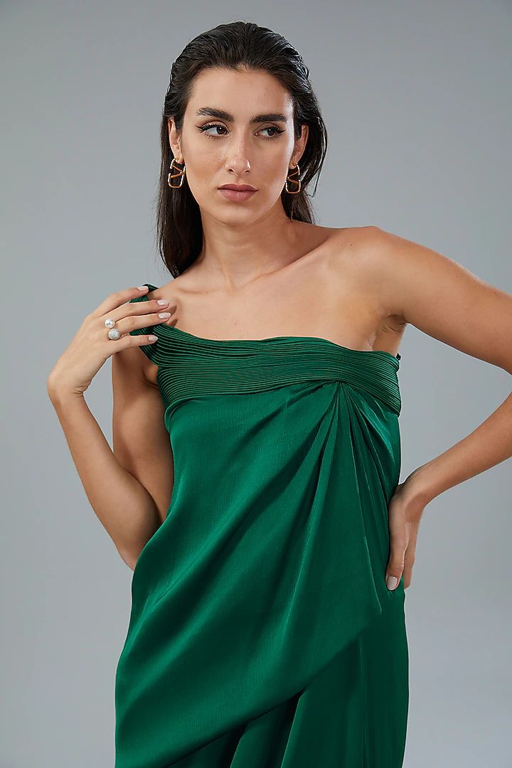 Emerald Green Chiffon Gown Dress