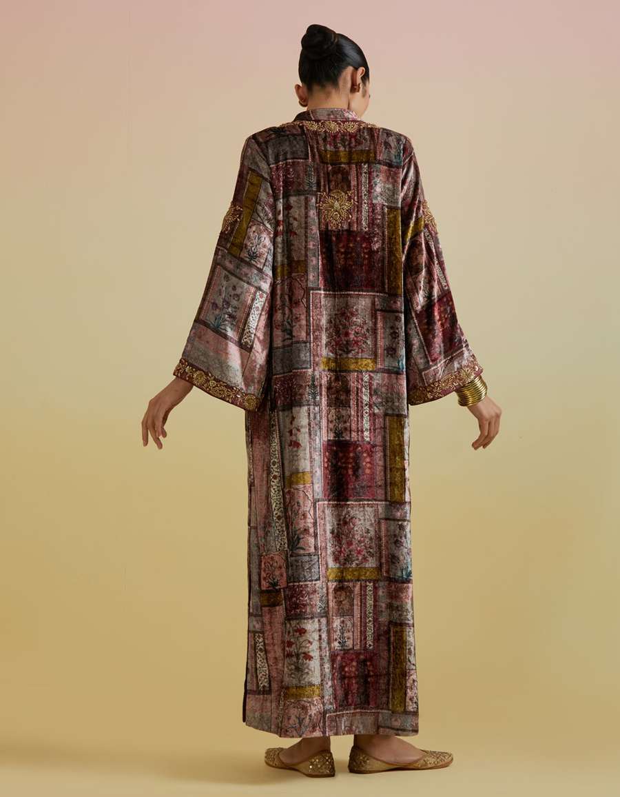 Anaya Long Velvet Kurta dress in Multi color