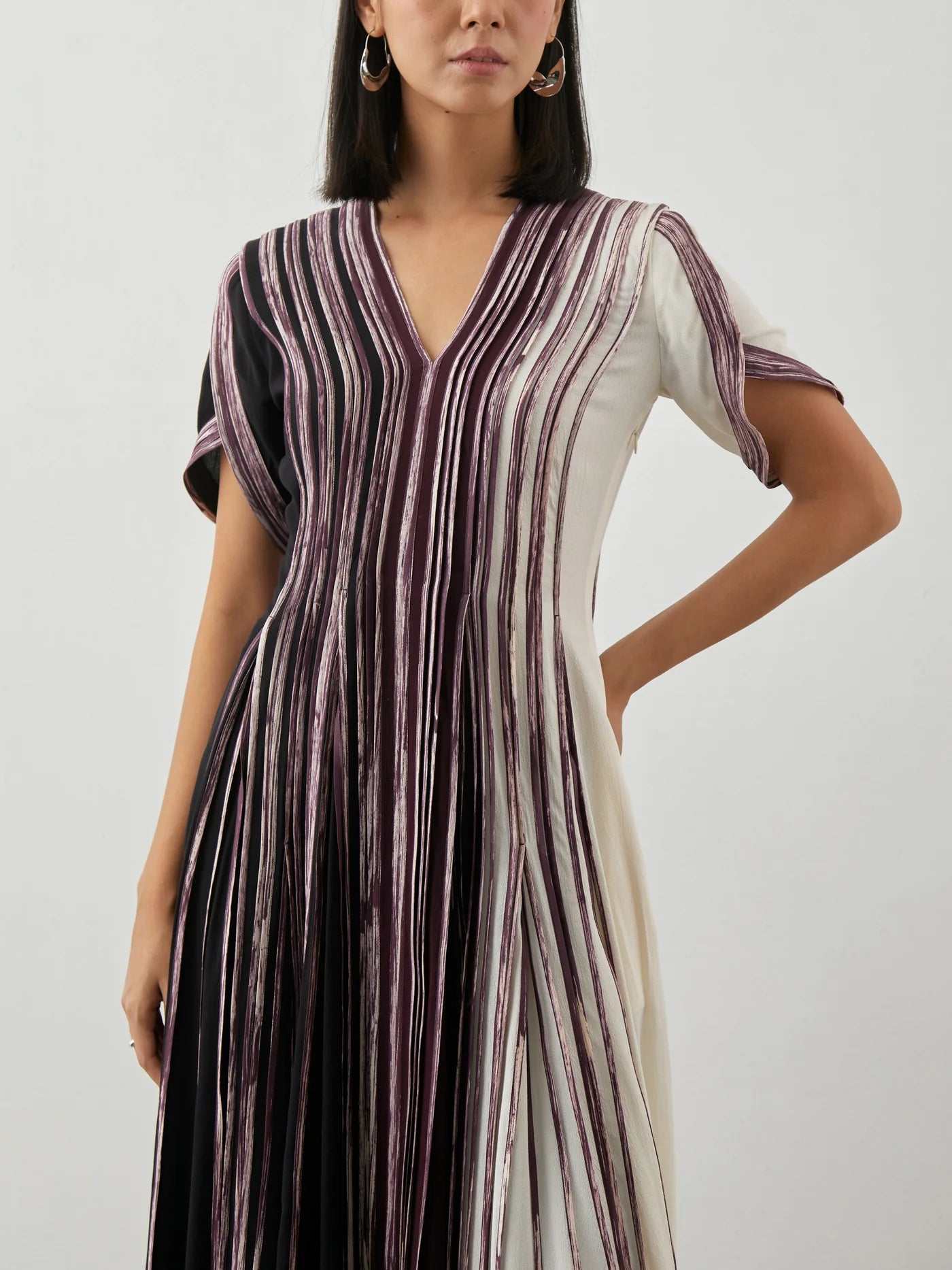 Colorblock printed midi dress