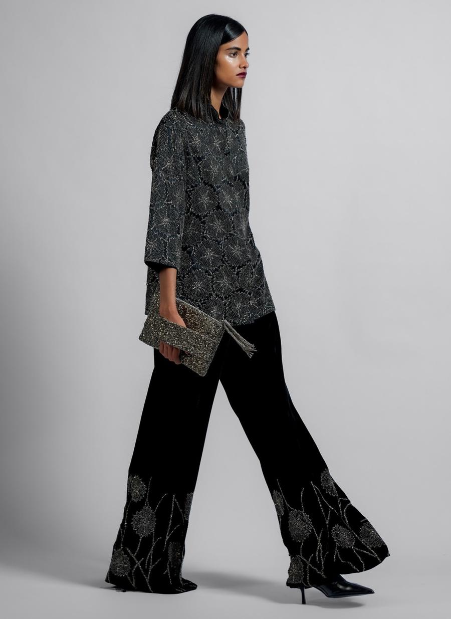 Black SLV Velvet Palazzo