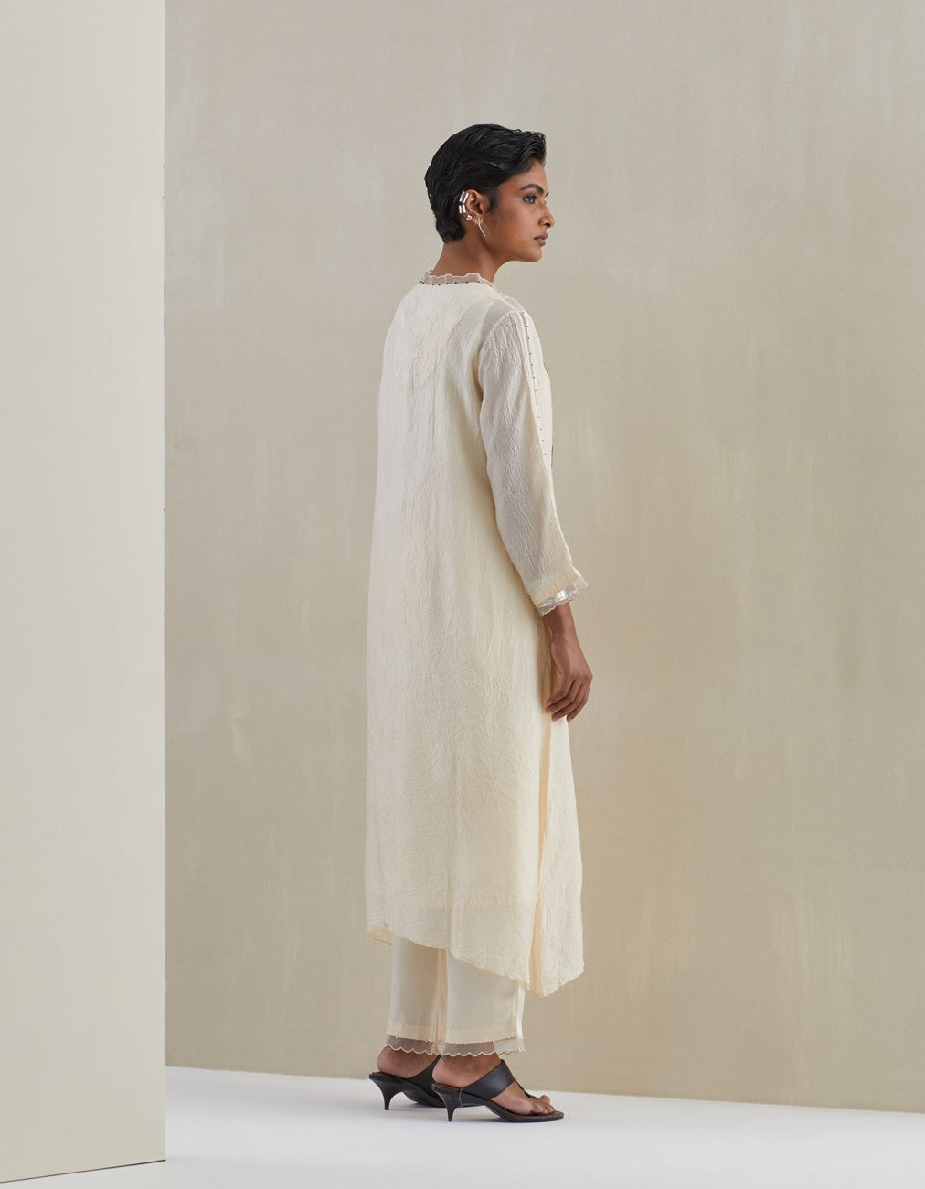 Ecru Crushed Kurta Set