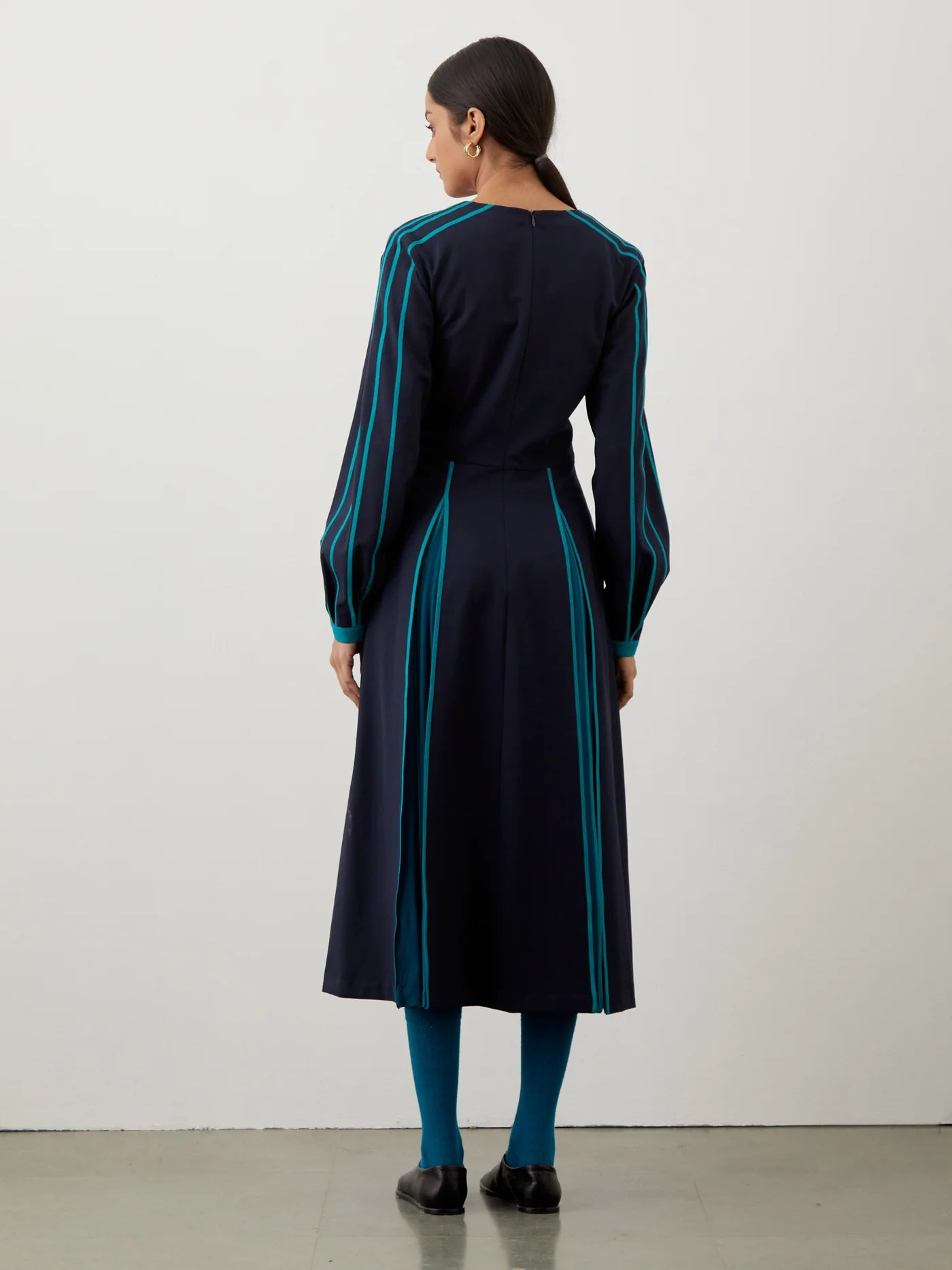 Godet pleated midi dress
