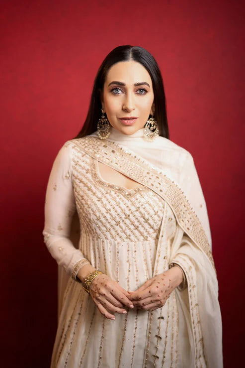 karishma designer dresses Karisma Kapoor in Mayyur Girotra Maxi Outfit Zeenat Style