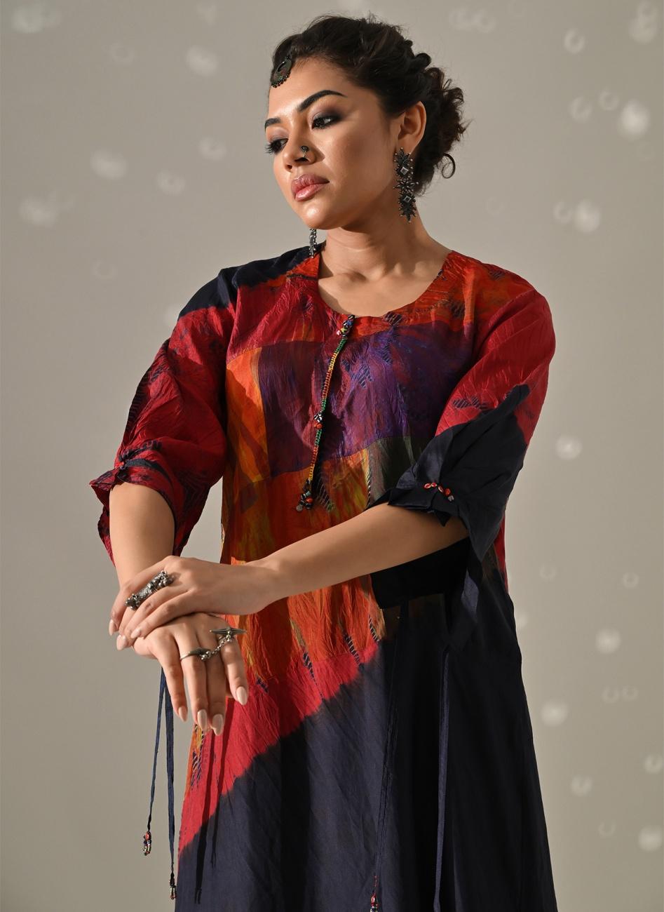 Multi Patchwork and Placement Dyed Kurta Set