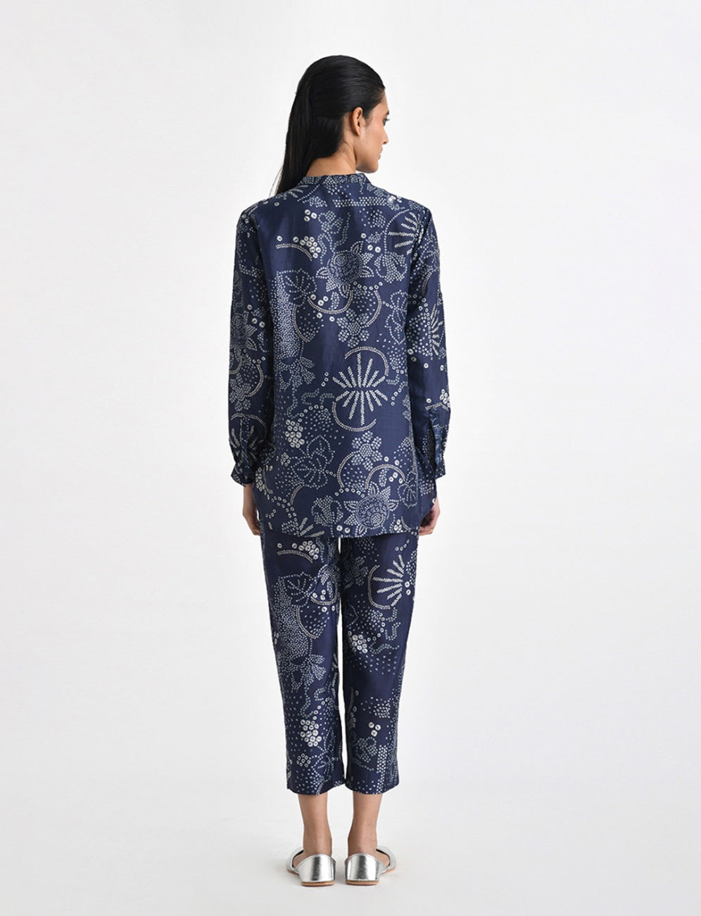 Navy Tenno Printed Top And Pant Set