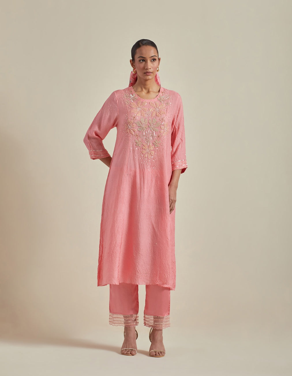 Peach Straight Kurta Set