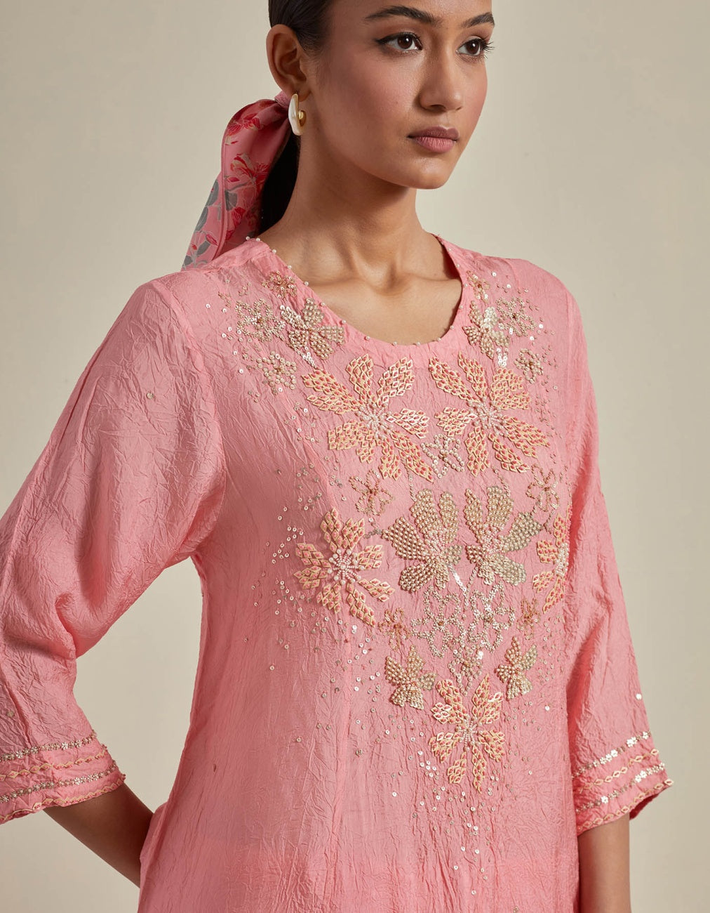 Peach Straight Kurta Set