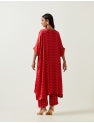 Red Bandhani Kaftaan With Pants
