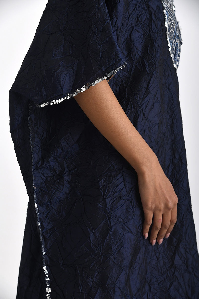 Navy Veronia Embroidered Kaftan Dress