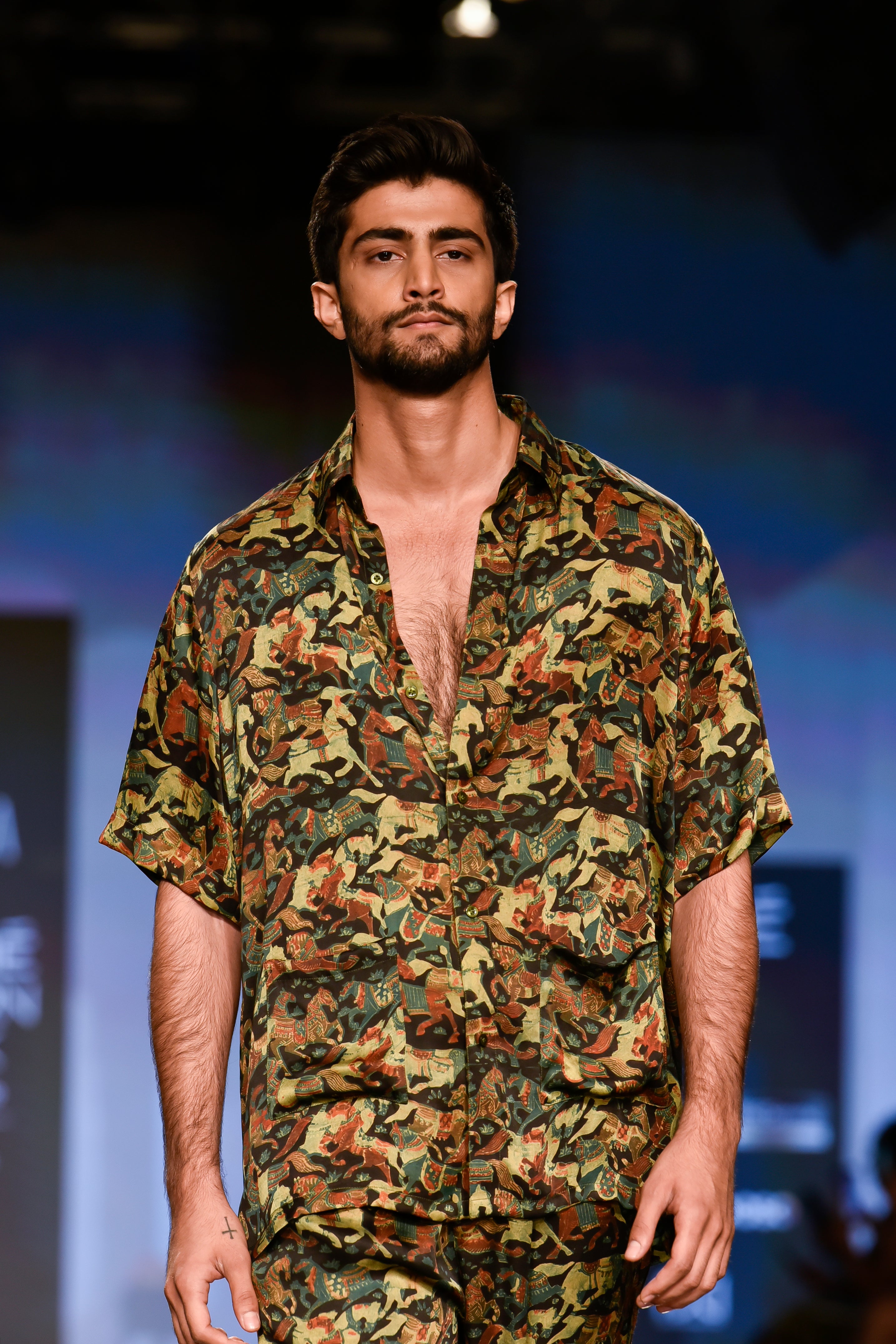 Yellow Satin Silk Printed Shirt And Pant Set