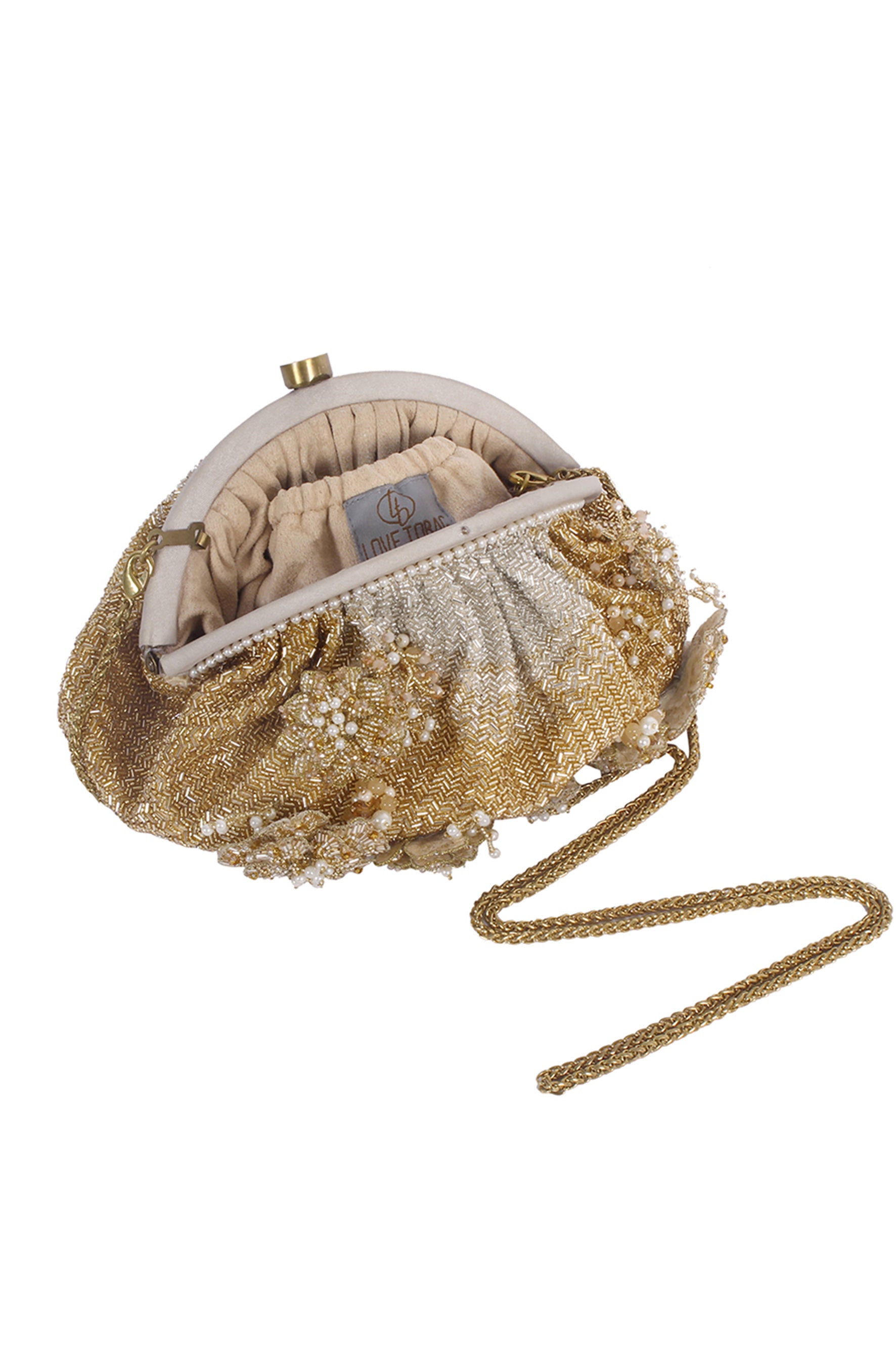 Esme Soft Pouch Peerless Gold Lustrous Silver