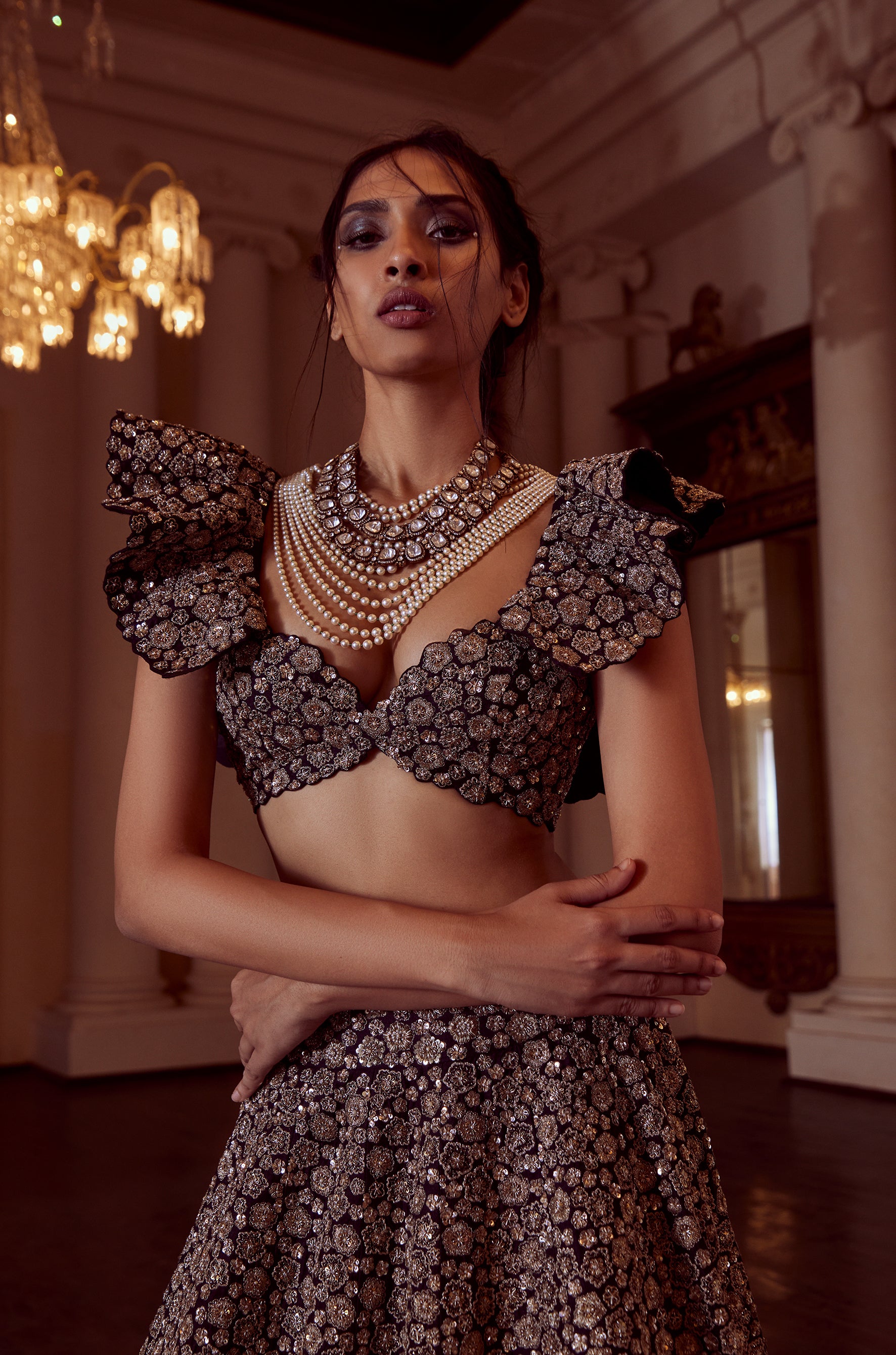 Taara Bloom Lehenga- Black