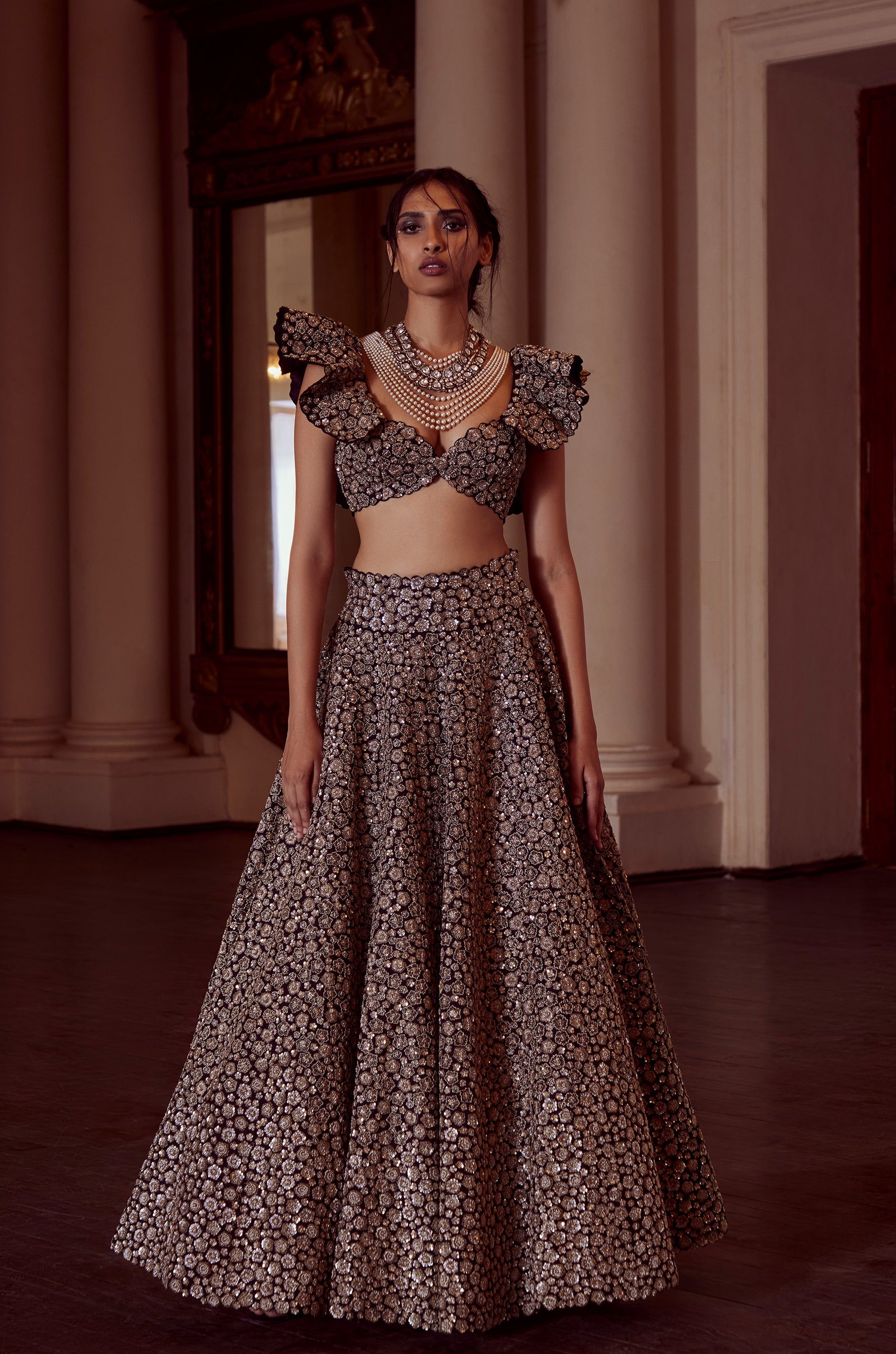 Taara Bloom Lehenga- Black