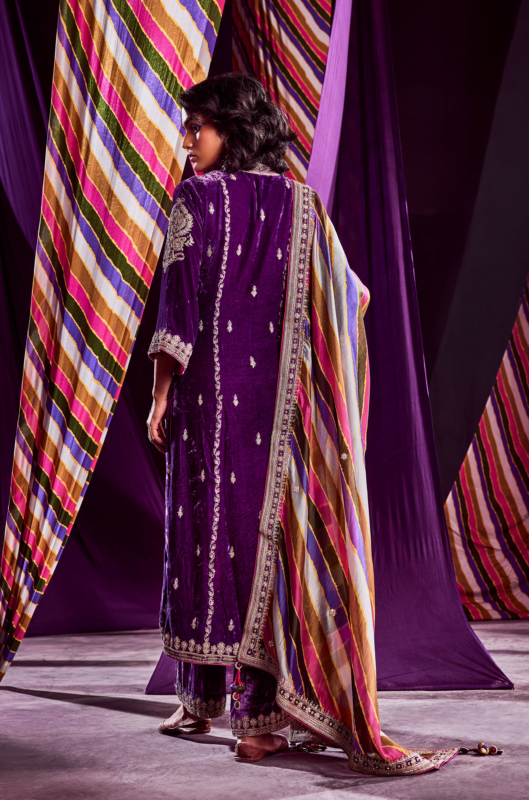 Velvet Kurta With Pants & Dupatta