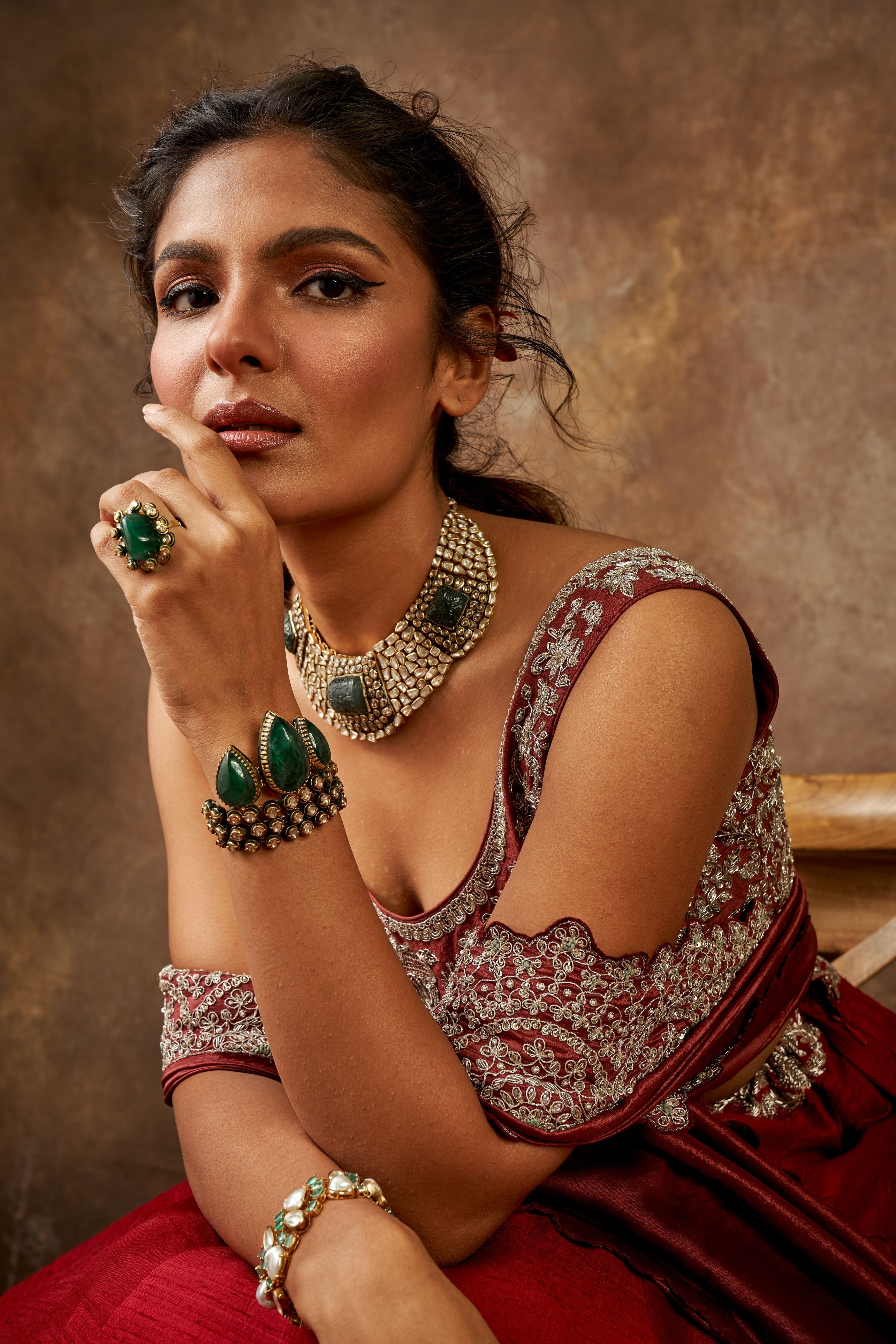 Red Zardozi Embroidered Lehenga Set