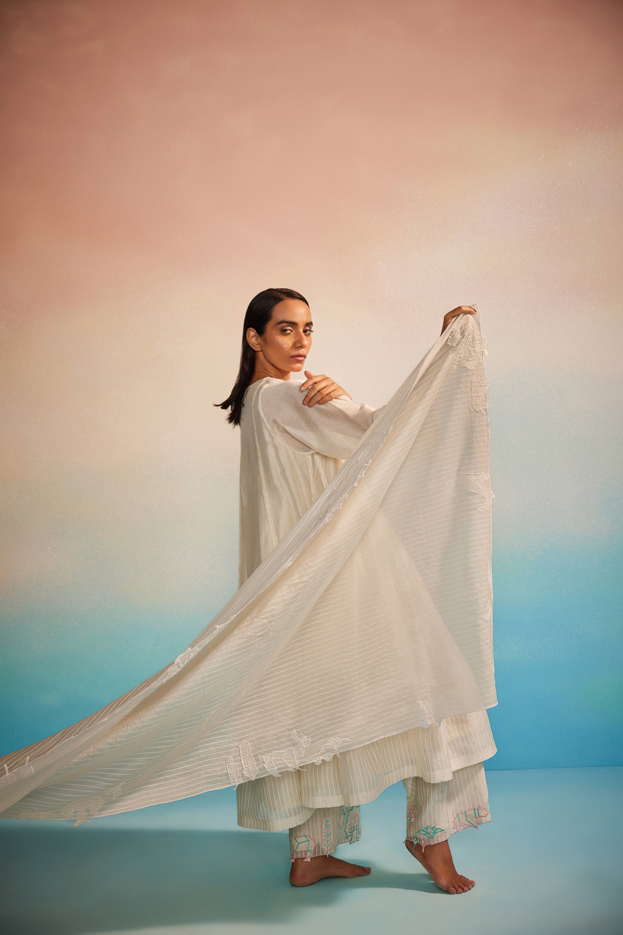 Kofu Chanderi appliqué Dupatta