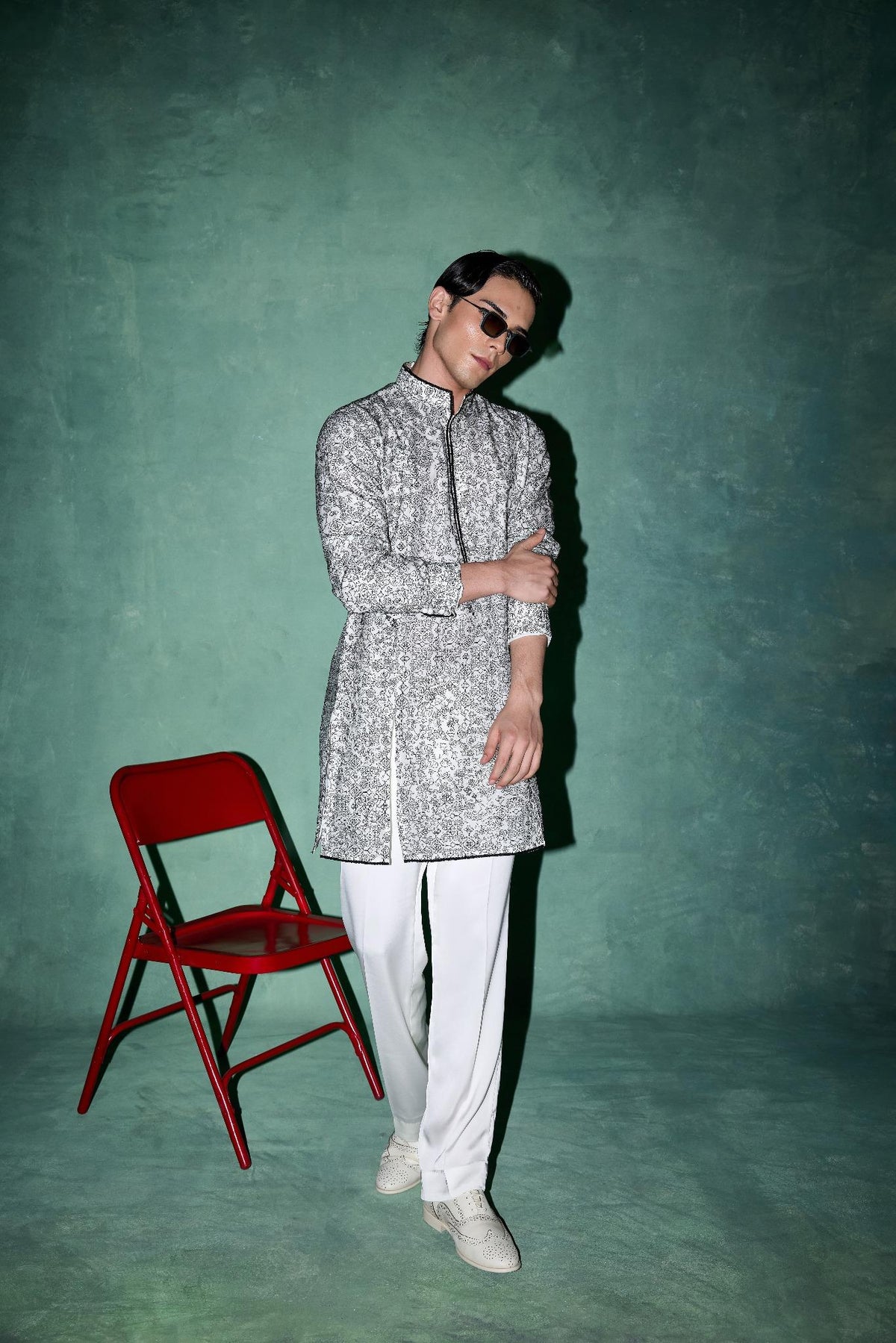 Kasuti Floral+Grid Panel Kurta