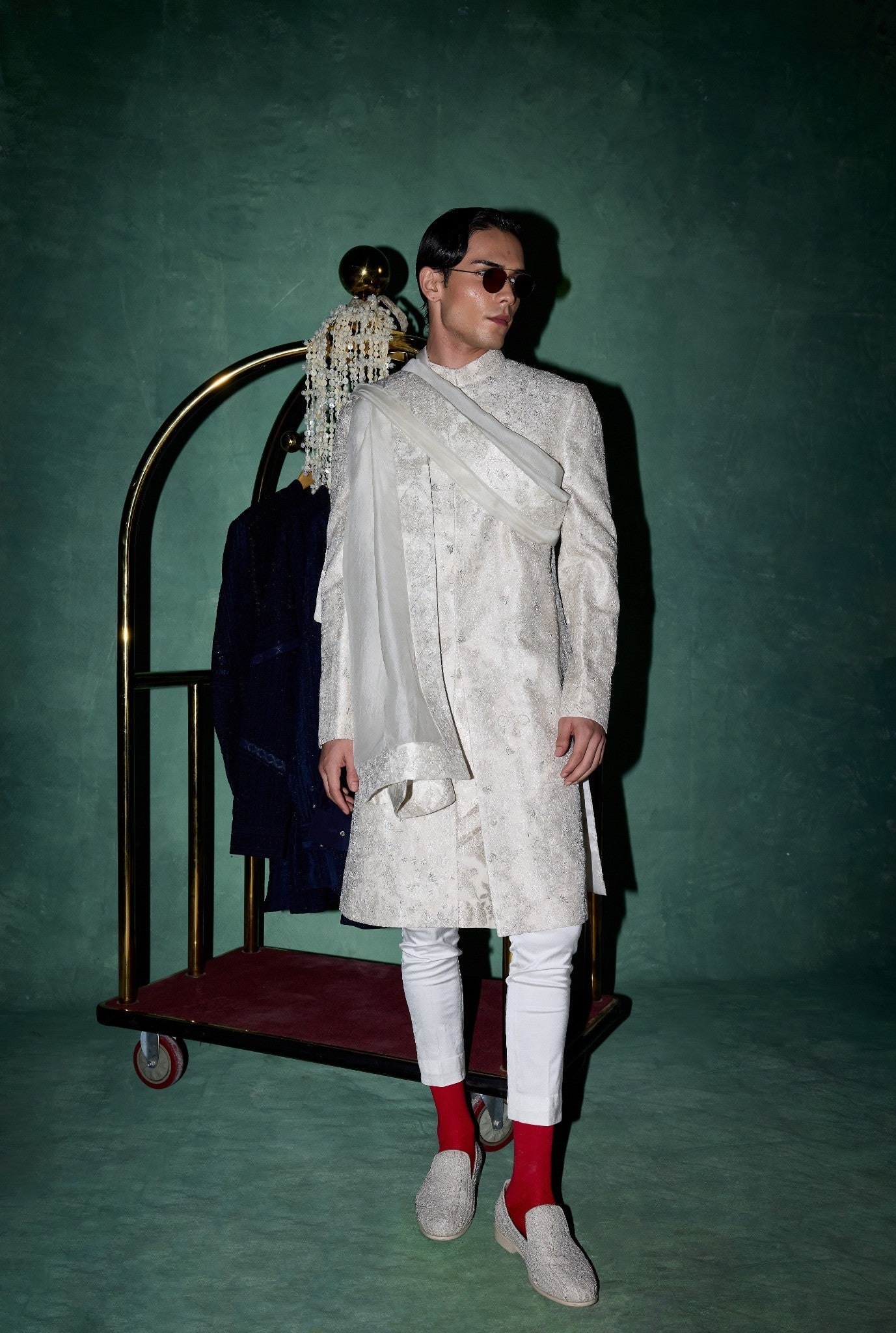 Kasuti Two Tone Floral Couture Classic Achkan