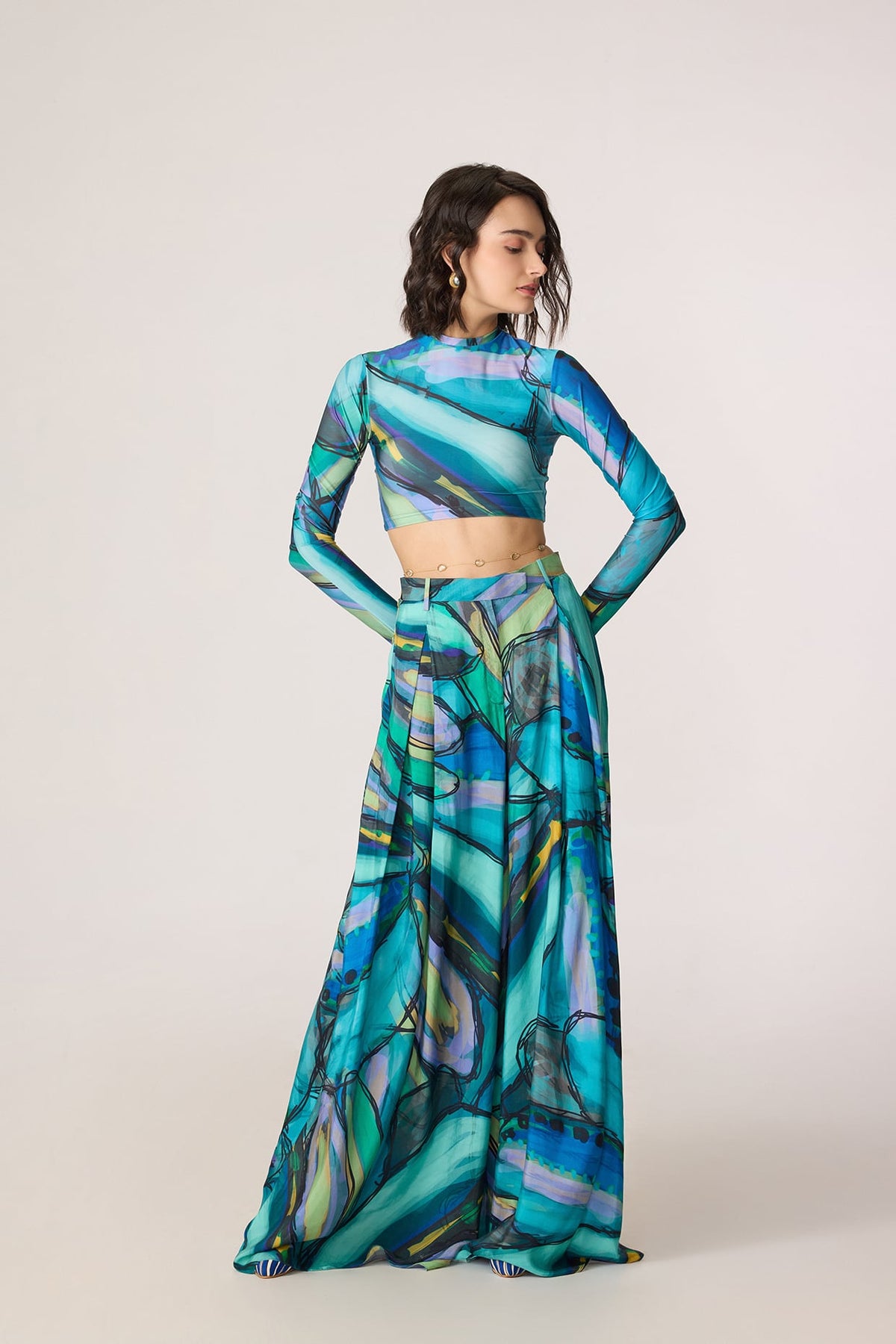 Gigi Blouse & Vellora Palazzo - Abstract Print Multi-Color Set – Deval ...