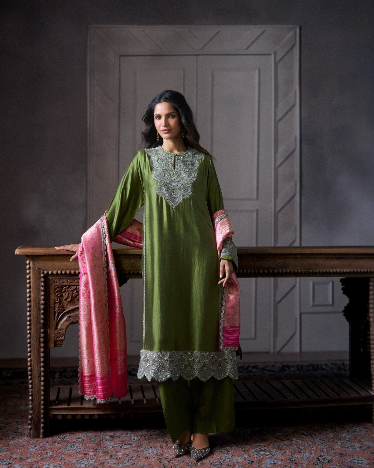 Olive Green Kurta Set