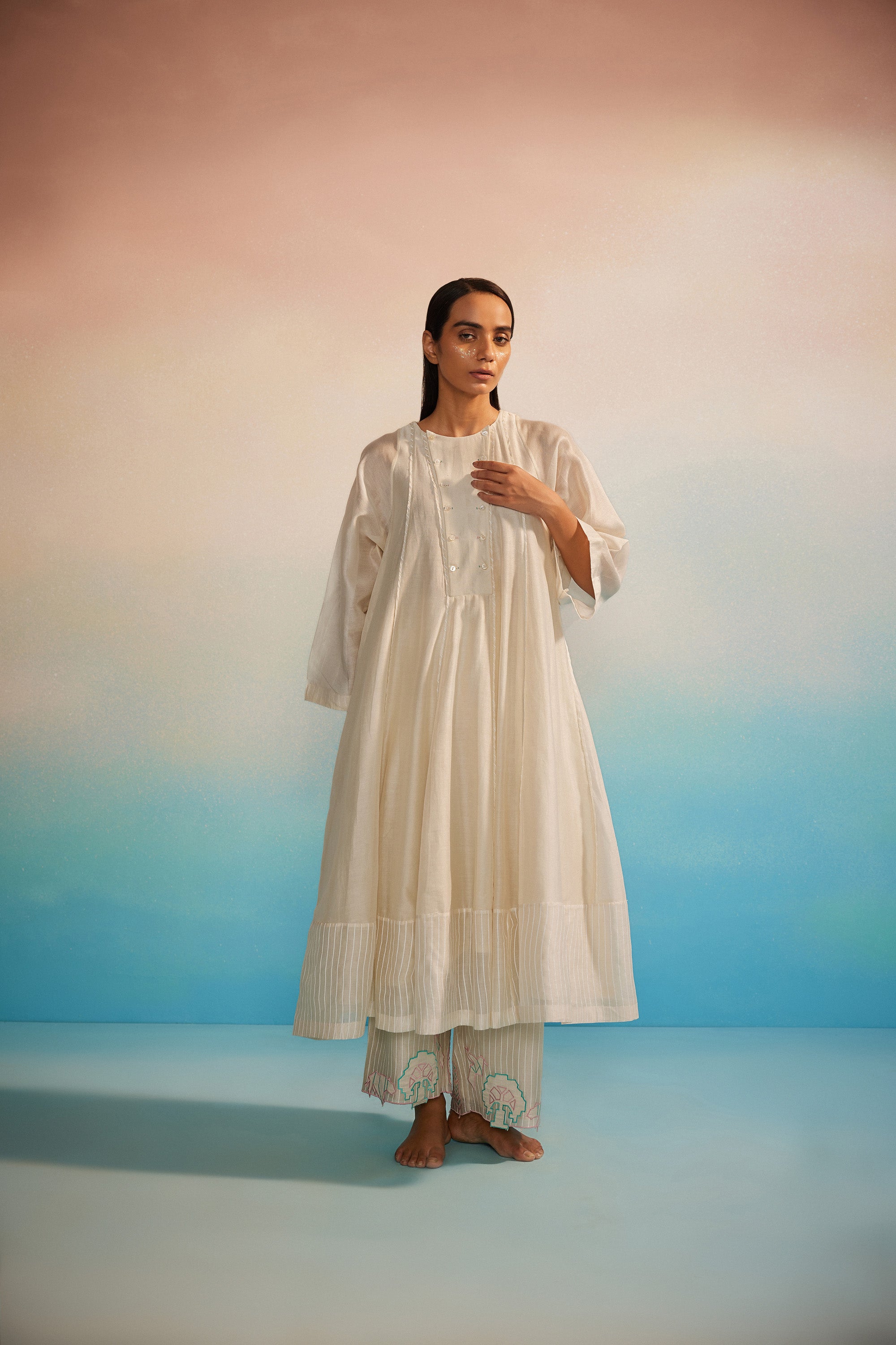 Midori Panelled Kurta Set of 3