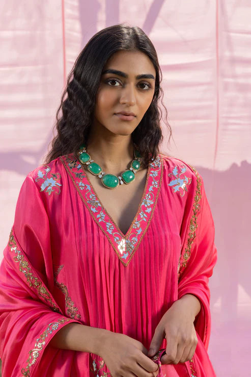 Pink Alia Choga Kurta Set