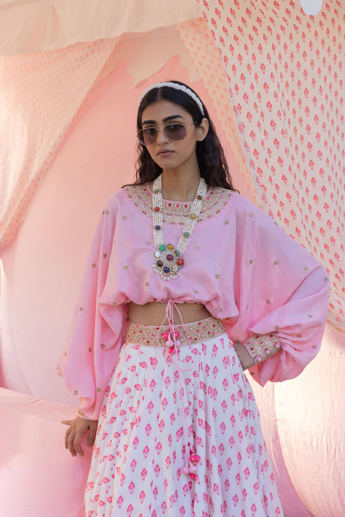 Ivory & Masoom Gulaabi Kumari Lehenga Set