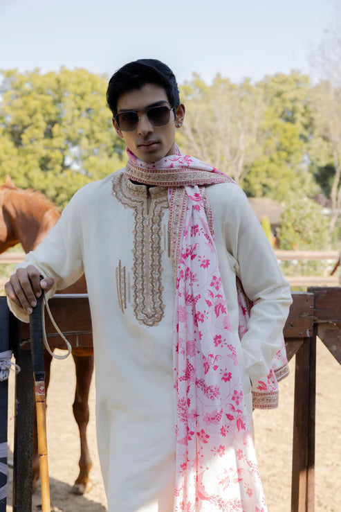 Ivory and Masoom Gulaabi Dushalla Set