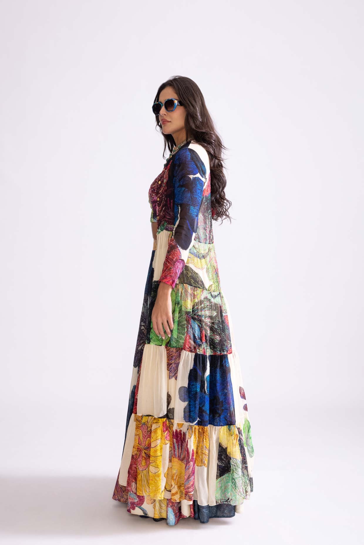 BLUEY BLOUSE,MAGNOLIA CAPE & MAGNOLIA LEHENGA