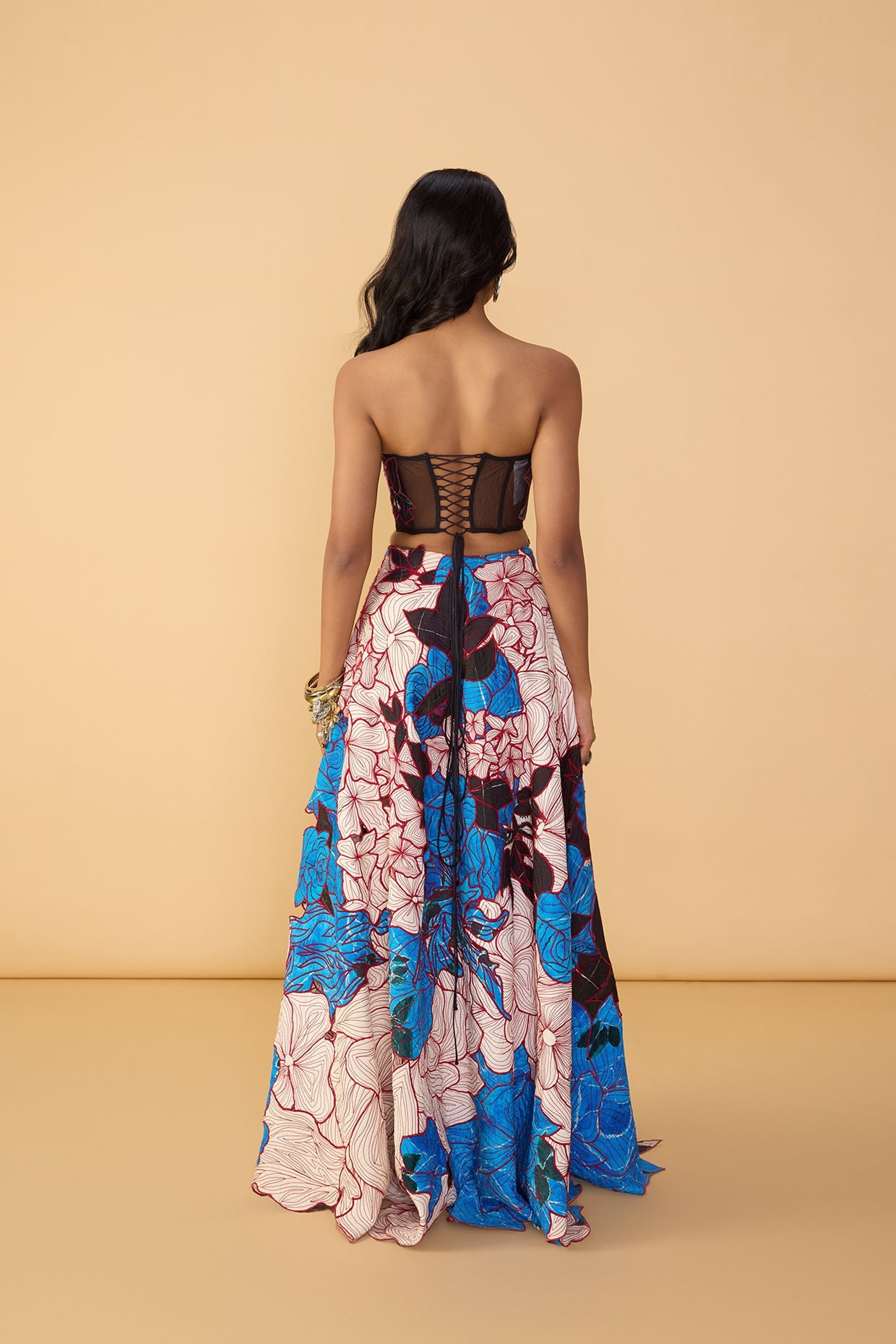 Starla Corset Blouse, Sachi Lehenga Skirt & Scallop Dupatta