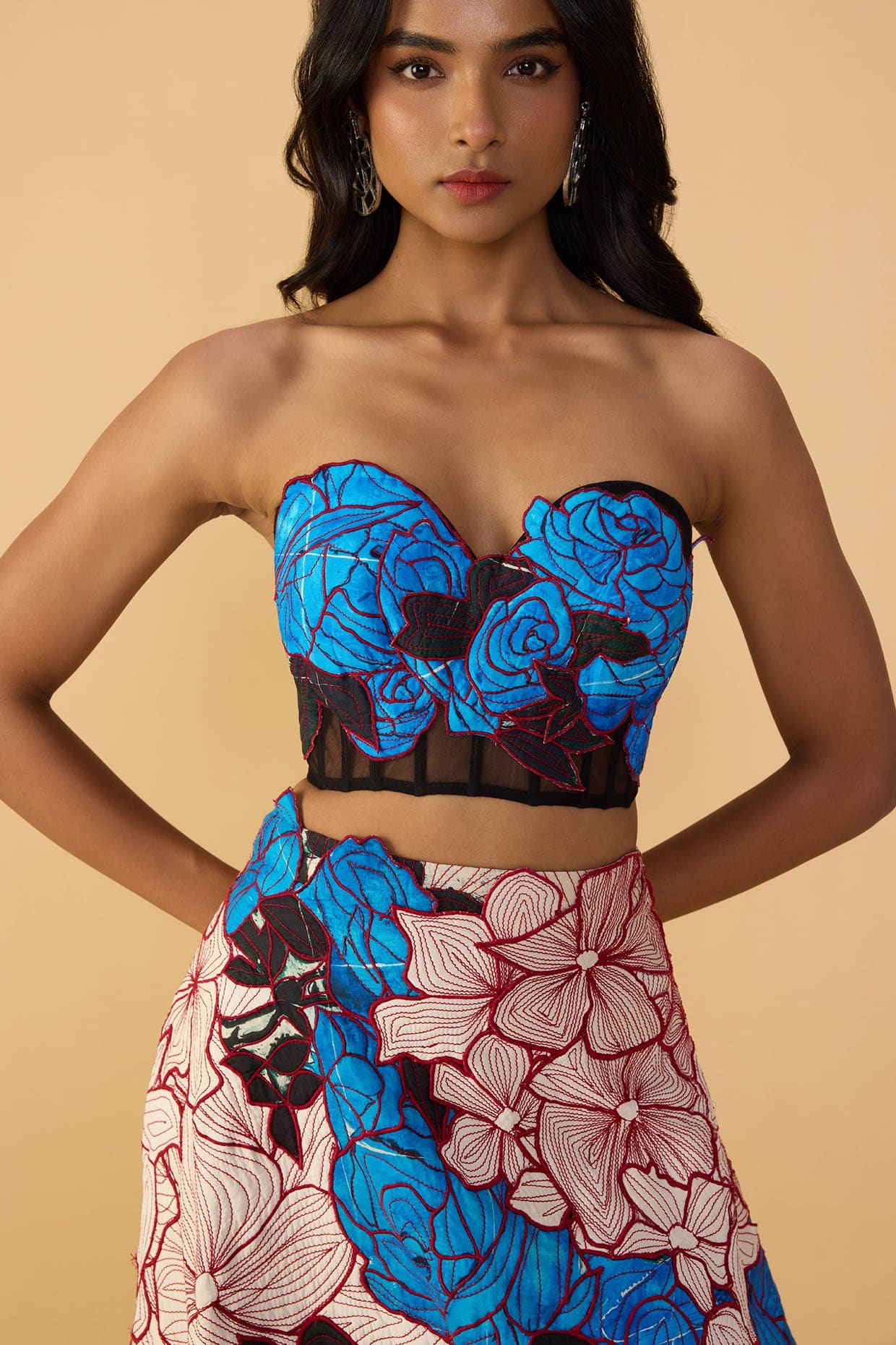 Starla Corset Blouse, Sachi Lehenga Skirt & Scallop Dupatta