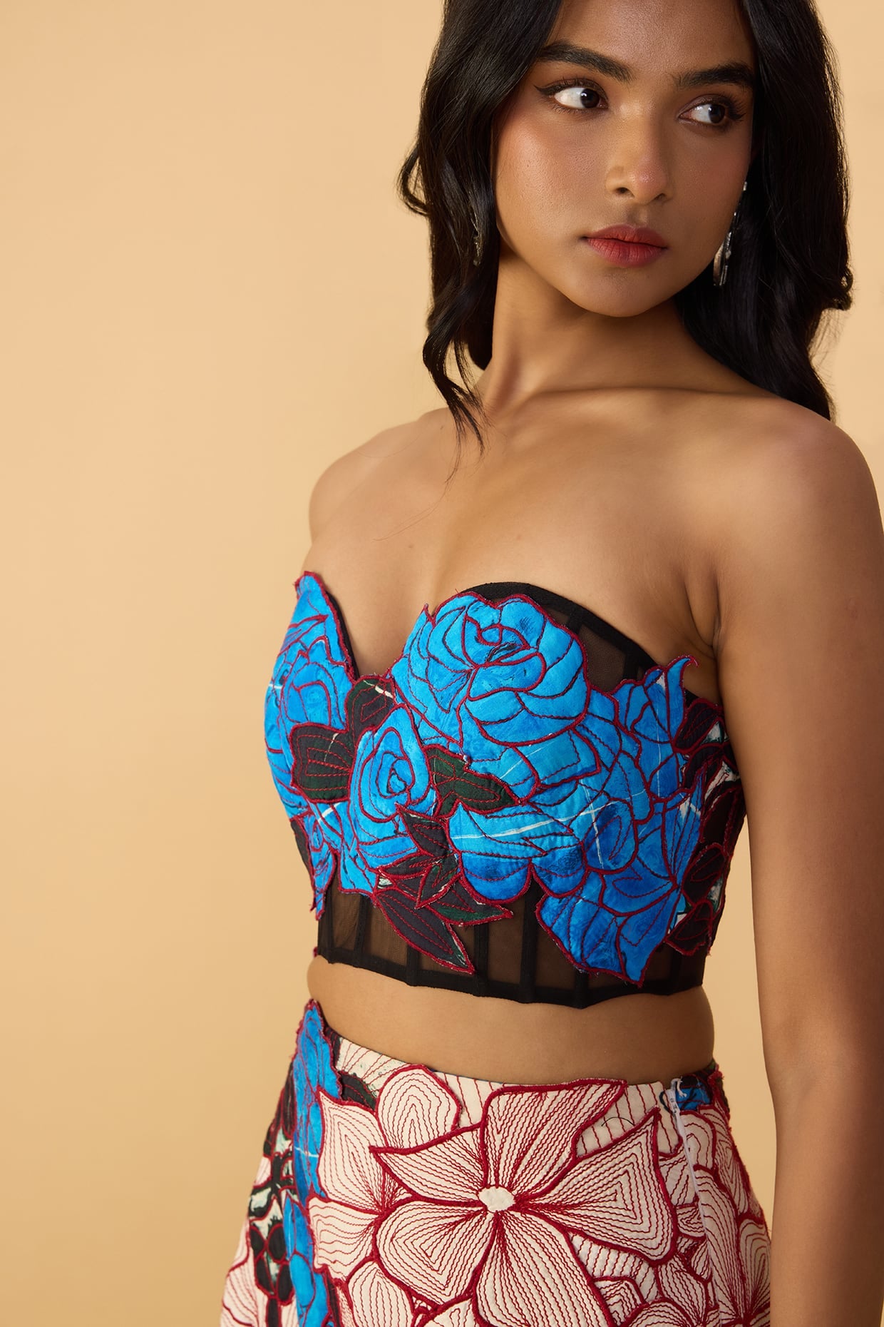 Starla Corset Blouse, Sachi Lehenga Skirt & Scallop Dupatta