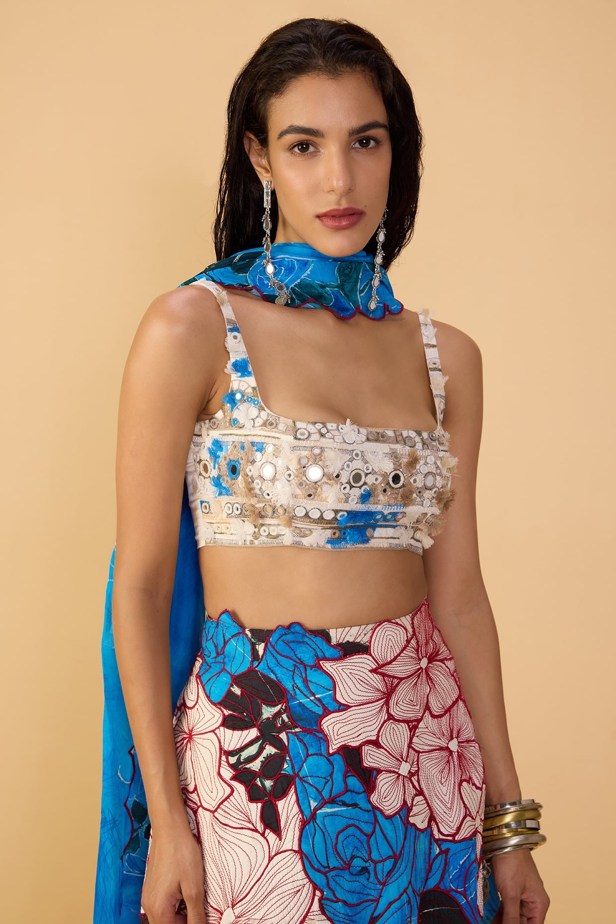 Malaika Bustier, Sachi Lehenga Skirt & Scallop Dupatta