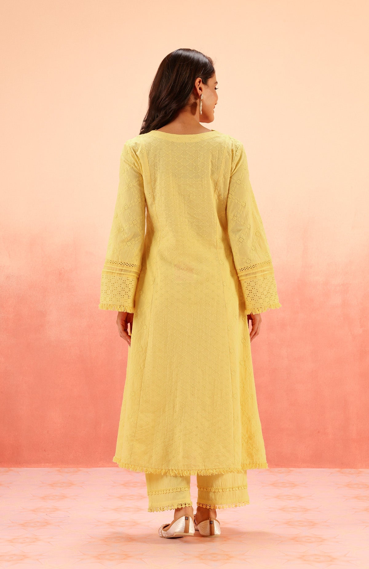 MIRA YELLOW SCHIFFLI KURTA SET