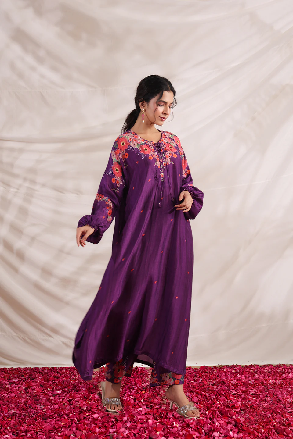 Purple Bahaar Shoulder Embroidered Kurta Set