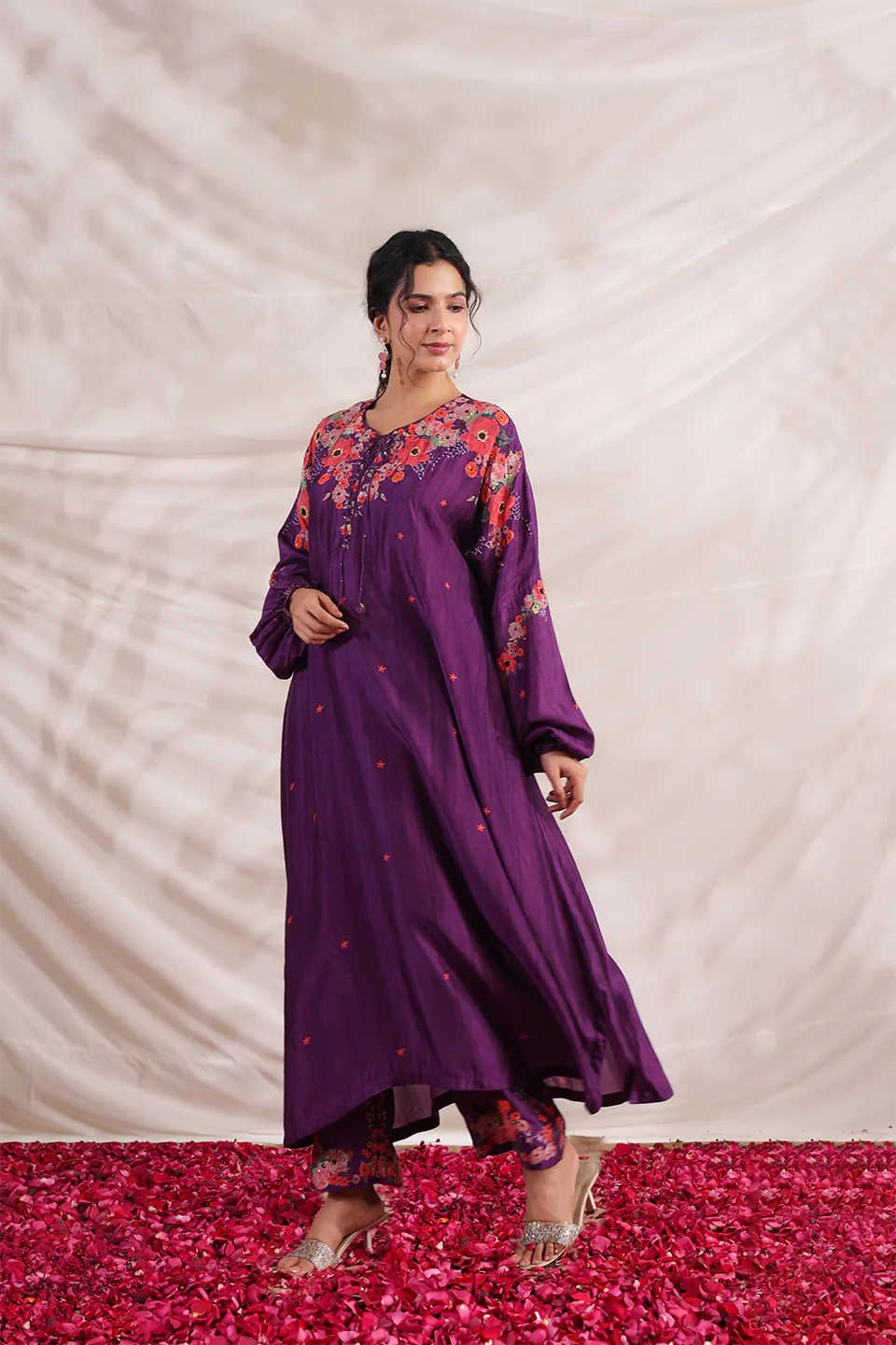 Purple Bahaar Shoulder Embroidered Kurta Set