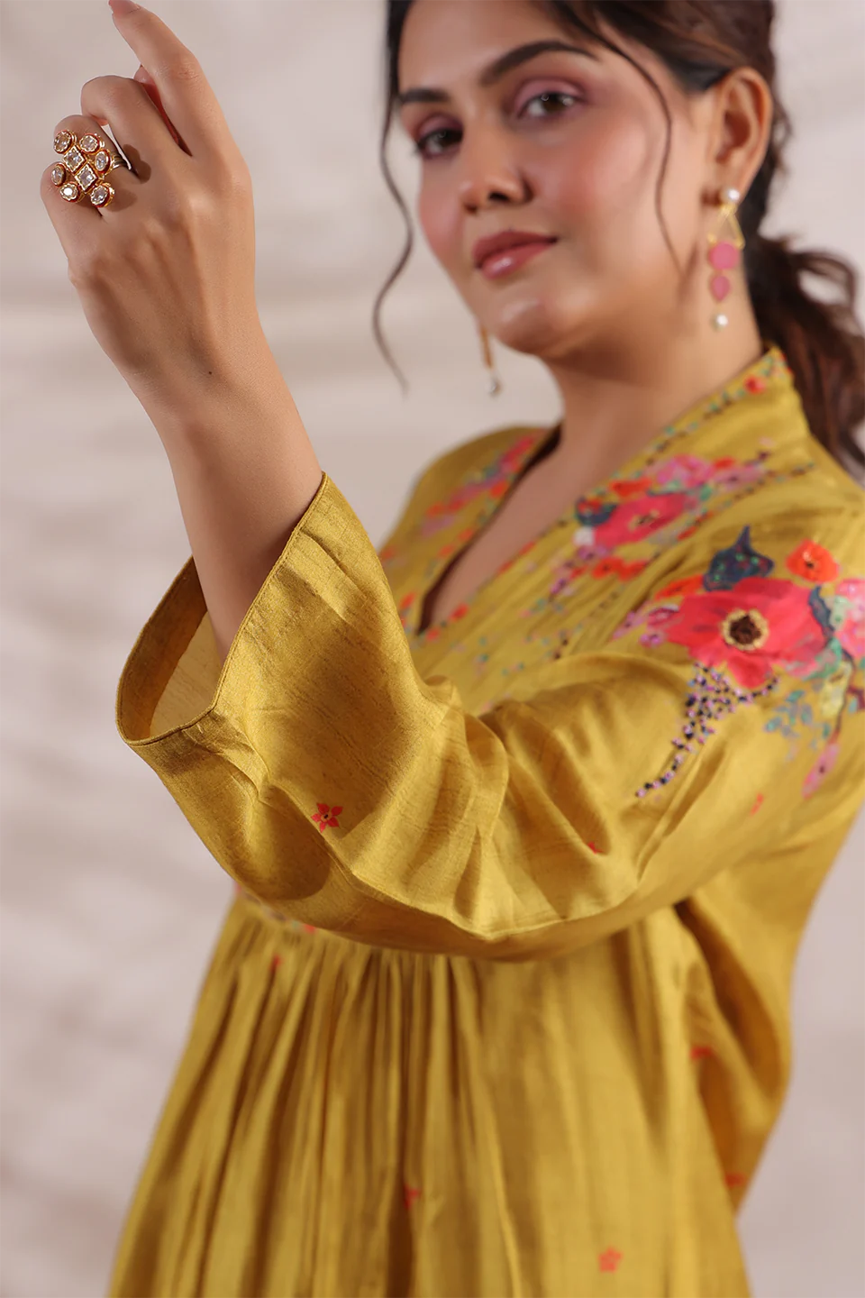 Yellow Bahaar Frockstyle Kurta Set